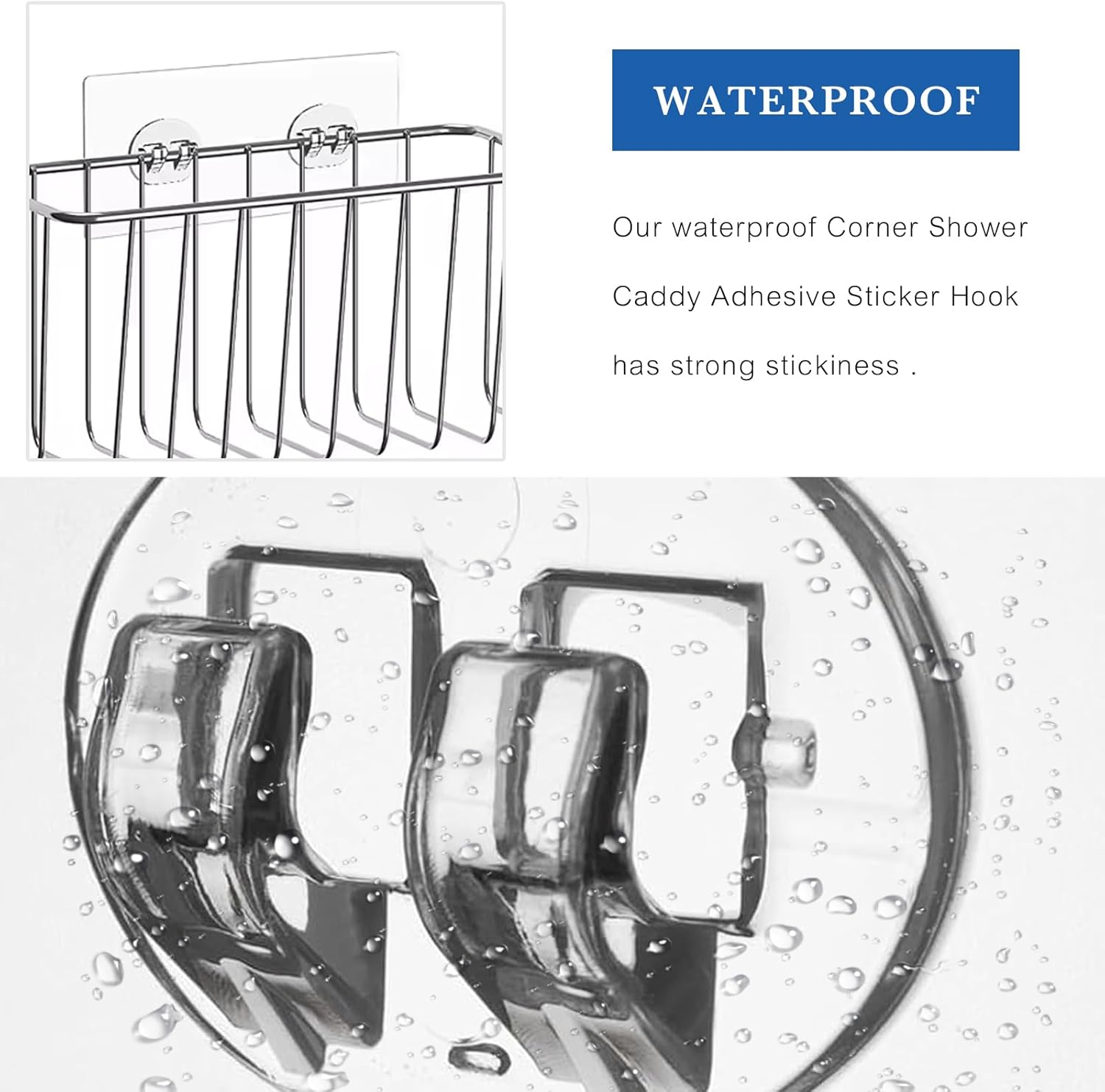 4PCS Shower Caddy Adhesive Replacement,Shower Adhesive Hooks,Bath Organizer,Bath Stickers for Shelves,Wall Showers Caddy,Baths Rack Hanging,Bathroom Shelf,Bathroom Storage image number 3