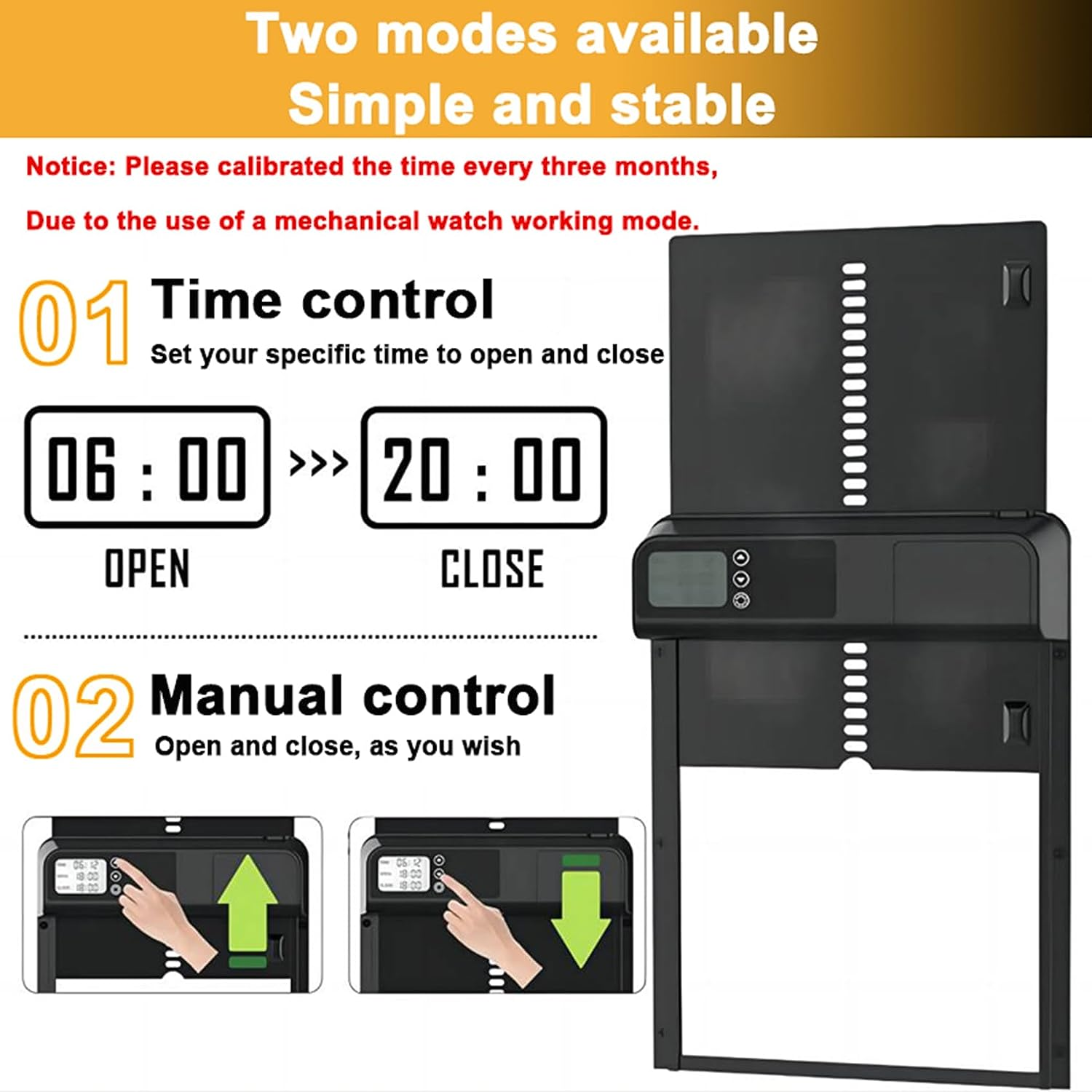 AUTENS Chicken Coop Door Automatic Aluminum Auto Coop Door with Timer Control LCD Display Door Opener Black image number 6