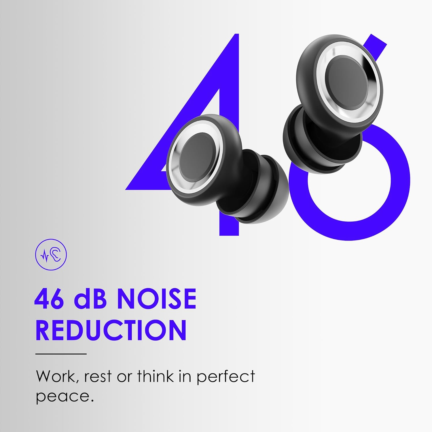 Eixniex Ear Plugs for Sleeping - Single+Double Tips with 46Db Noise Reduction, Eco-Durable Silicone | 8 Pairs Custom Tips (XS - L) | Top-Layer Seal Tech for Sleep, Focus, Travel image number 5