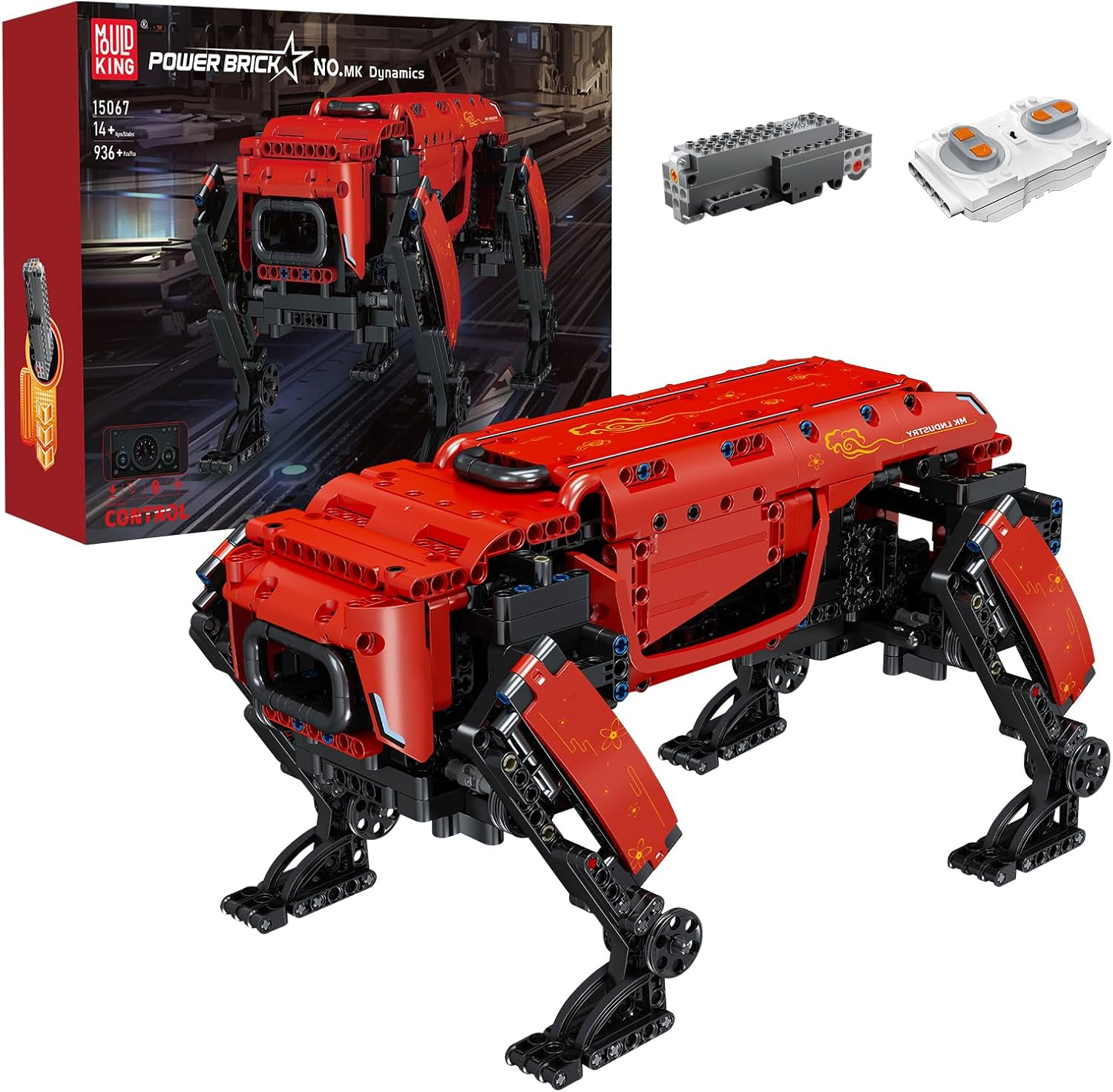 Mould King 15067 Red Dog Robot Building Set, Remote Control APP Robot Model Block Kit, STEM Toy to Build for Boys Girls Aged 8+ 936Pcs