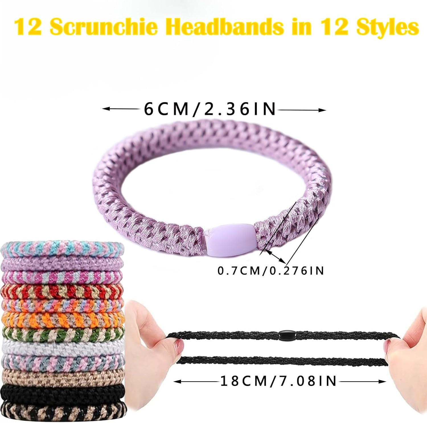 Pack of 12 Women'S Hair Bobbles Girls Elastic Braid Scrunchies Kknekki Hair Scrunchies Original Stylish Ponytail Holder for Women and Girls (12 Colour Variations) image number 2