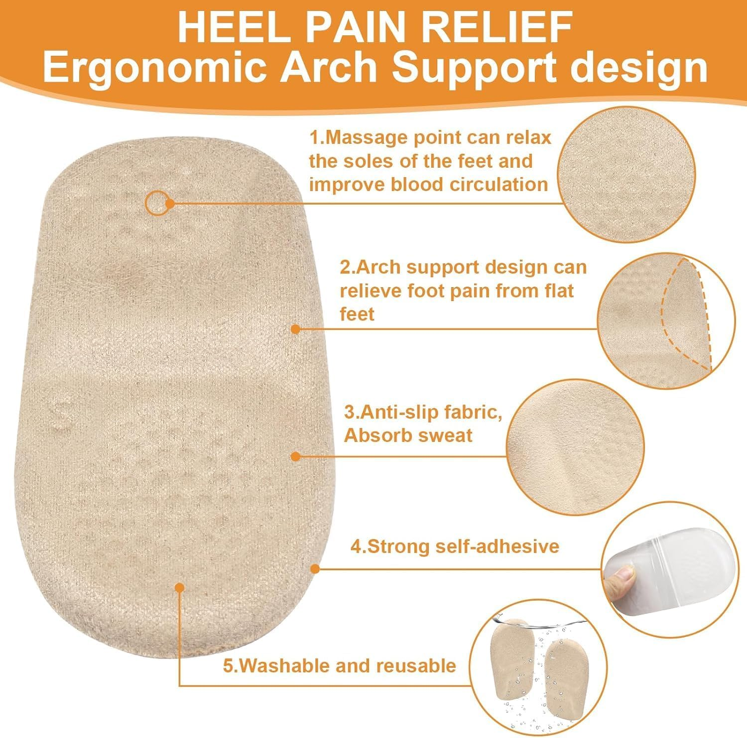 Plantar Fasciitis Inserts, Heel Pads Cushions for Achilles Tendinitis, Heel Cups for Heel Pain, Heel Spurs, Heel Lifts for Women & Men - 1 Pairs (Black, S (35-39)) image number 1