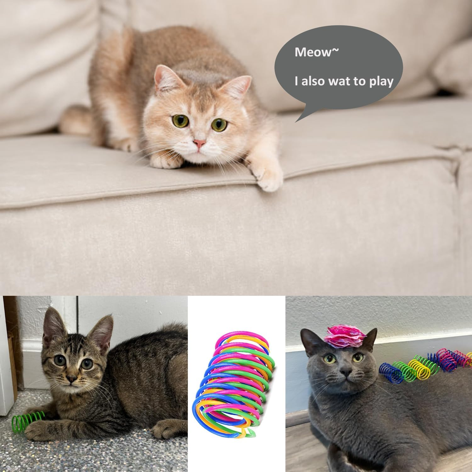 Cat Spring Toys, Bouncy Coil Kitty Toys for Indoor Cats Kittens Durable Interactive Cat Toys Fun Springy Cat Chew Toys for Entertainment image number 6