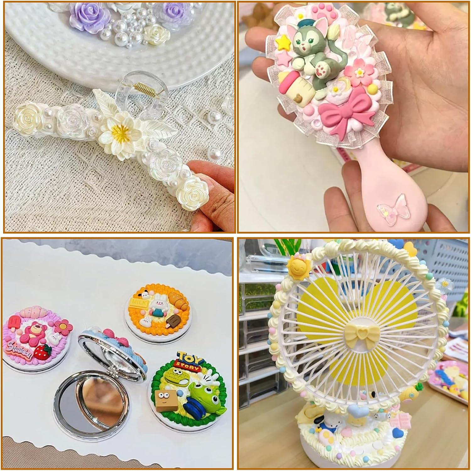 16 Colors Decoden Cream Kit, Fake Whipped Cream Glue Clay, Decoden Phone Case Kit, Suitable for DIY Crafts and Phone Case Accessories Decoration image number 1