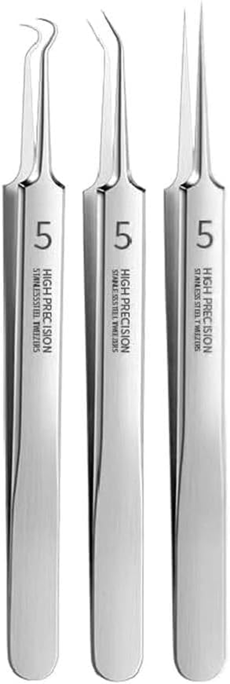 3Pcs Professional Blackhead Tweezer Professional Facial Blackhead Remover Tweezers Precision Extractor Acne Removal Kit Pimple Popper Tool with Storage Box image number 3