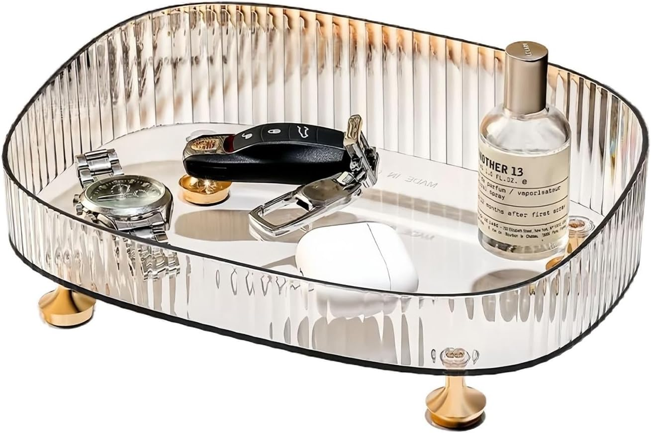 AIJOY Makeup Perfume Organizer, Bathroom Vanity Tray, Decorative Dresser Tray, Countertop Organizer Tray for Cosmetics, （Clear） image number 4