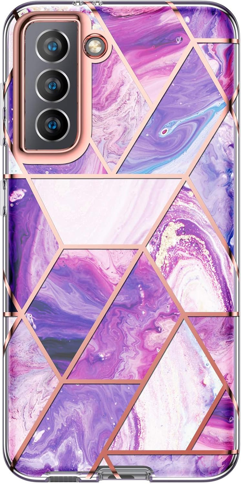 Asuwish Phone Case for Samsung Galaxy S21 FE 5G Cell Cover Hybrid Luxury Cute Marble Shockproof Full Body Hard Heavy Duty Slim Accessories S 21 EF S21FE5G UW S21FE 21S G5 6.4 Inch Women Girls Purple image number 6