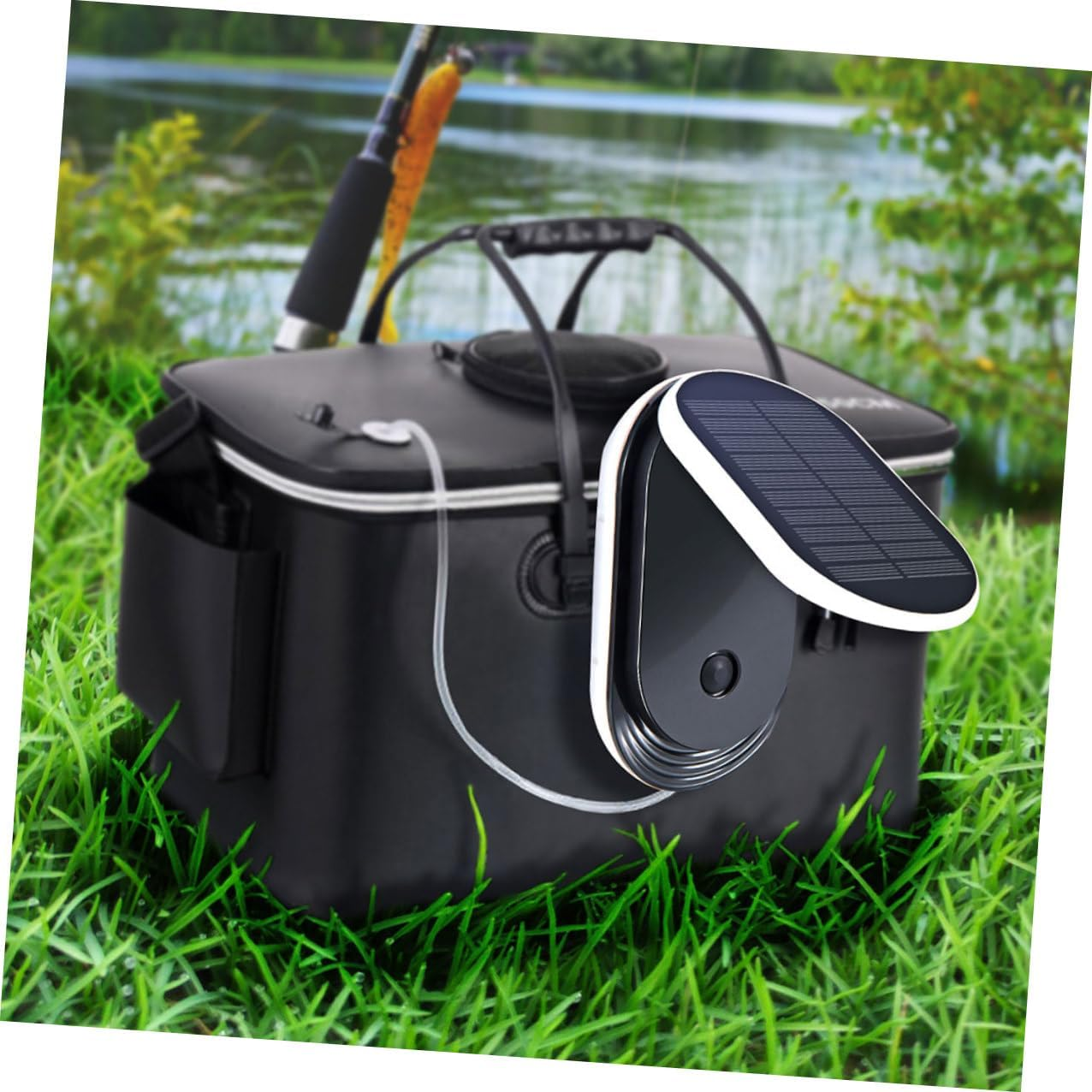 Homoyoyo Solar Powered Aerator Portable Oxygen Pump with Noise Reduction Lightweight Outdoor Air Pump for Fishing and Pool Oxygenation Continuous Use image number 3