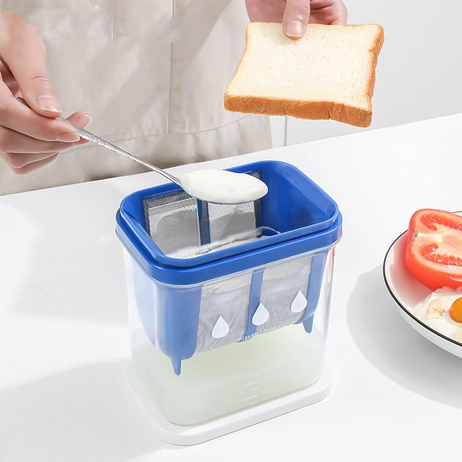 Greek Yogurt Strainer, Food Yogurt Mesh, Multiple Usage Food Strainer with Ultra Fine Mesh Stainless Steel Strainer Basket, Kitchen Tool for Soy Milk, Coffee, Milk, Yogurt, Juice image number 3