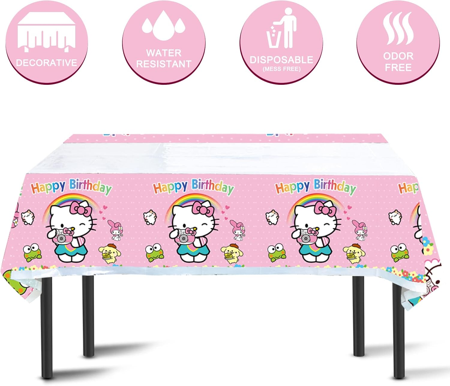 Kitty Birthday Party Supplies, 20 Plates, 20 Napkins and 1 Tablecover for Girls Kitty Party Decorations image number 2