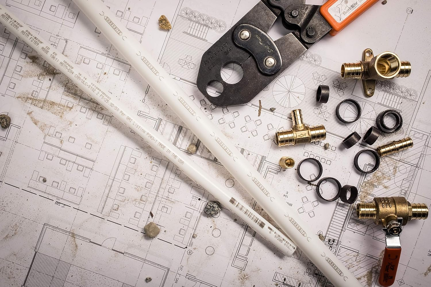 Sharkbite 1/2 PEX Pipe X 1/2 Inch FNPT Crimp 90 Degree Drop Ear Elbow, Brass Plumbing Fitting, PEX Pipe, PE-RT, UC334LFA