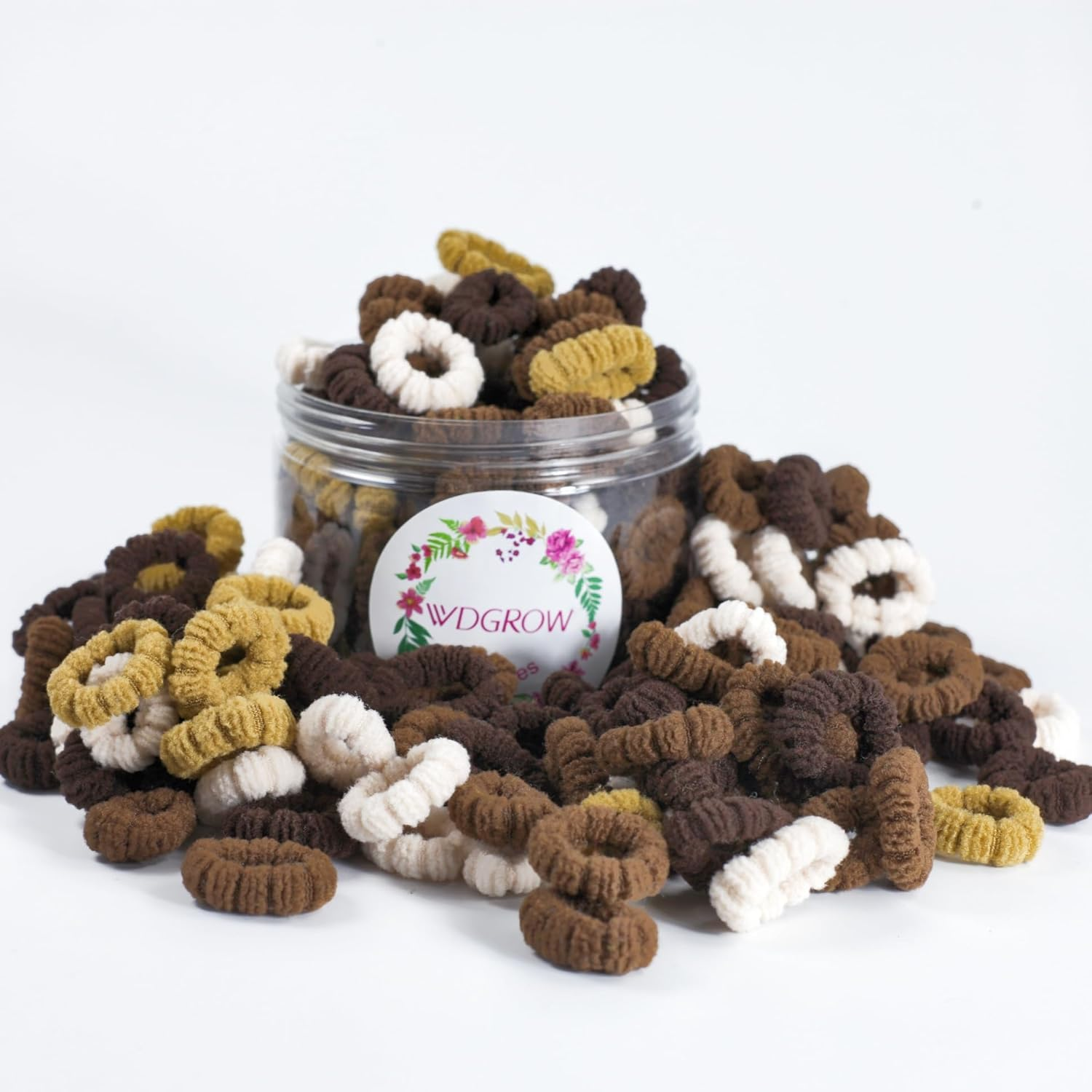 Toddler Hair Ties, Mini Hairties for Infant Girls,No Damage Hair Scrunchies for Children,Soft Cotton Hair Tie,Seamless,105-110 Pcs,Won'T Pull Out (Muti-Colored A)