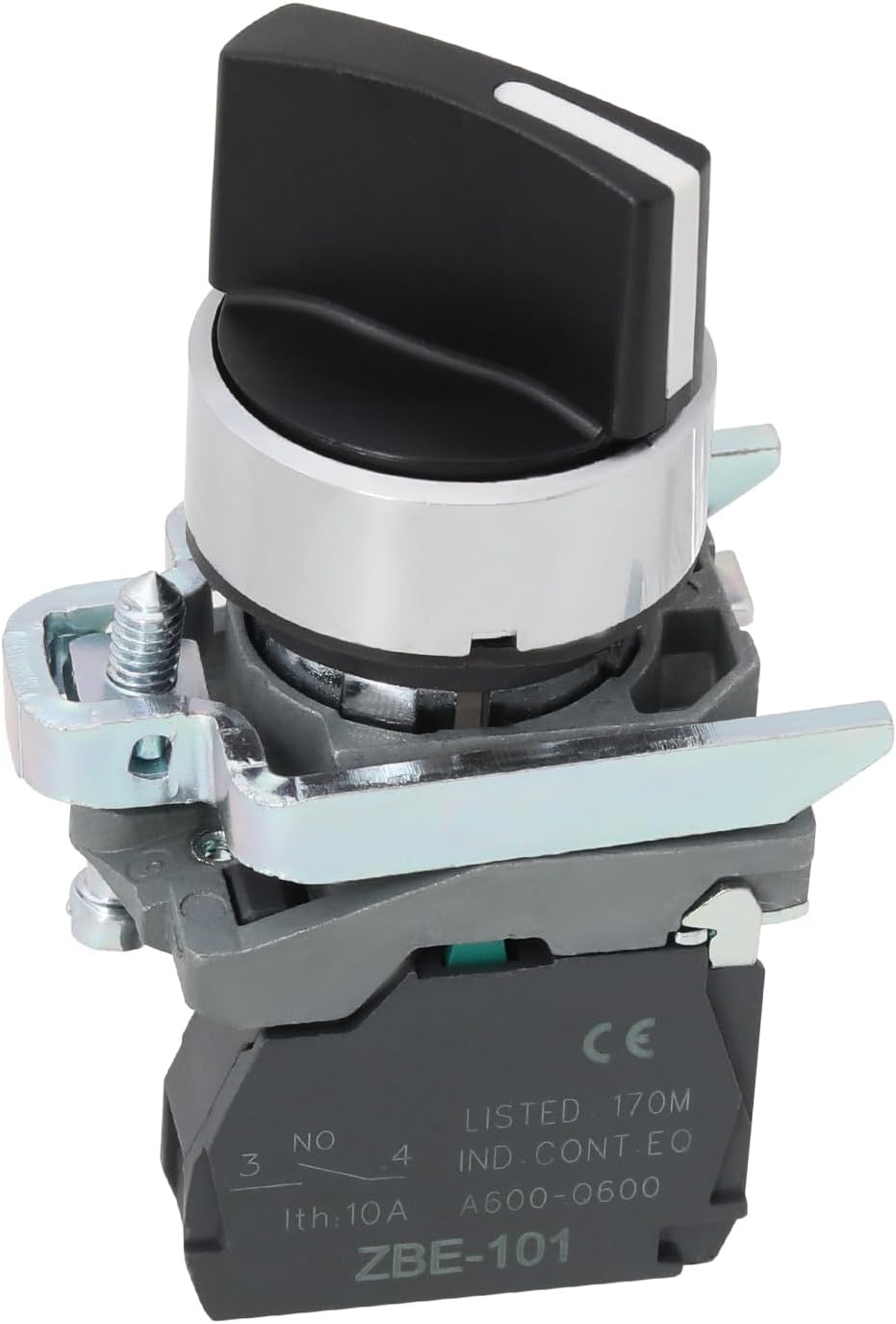 VGOL 1Pc Selector Switch 2 Position Switch Standard Handle Selector Push Button XB4-BD21 22Mm 1NO 10A/380V for Electrical Appliances Black image number 4