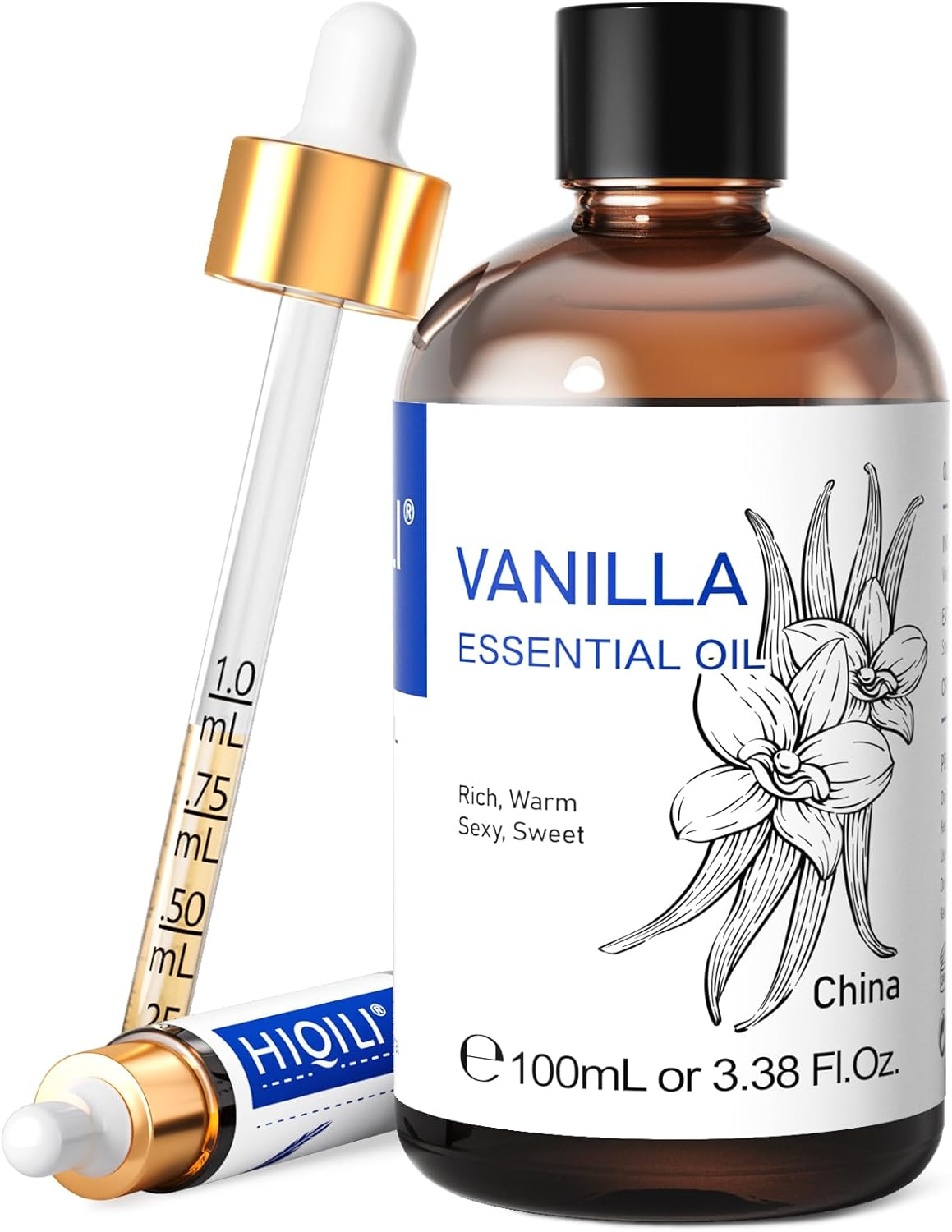 HIQILI Vanilla Essential Oil-Strong Fragrance and Lasting for Diffuser,Body Bath,Candle Making -3.38 Fl Oz image number 1