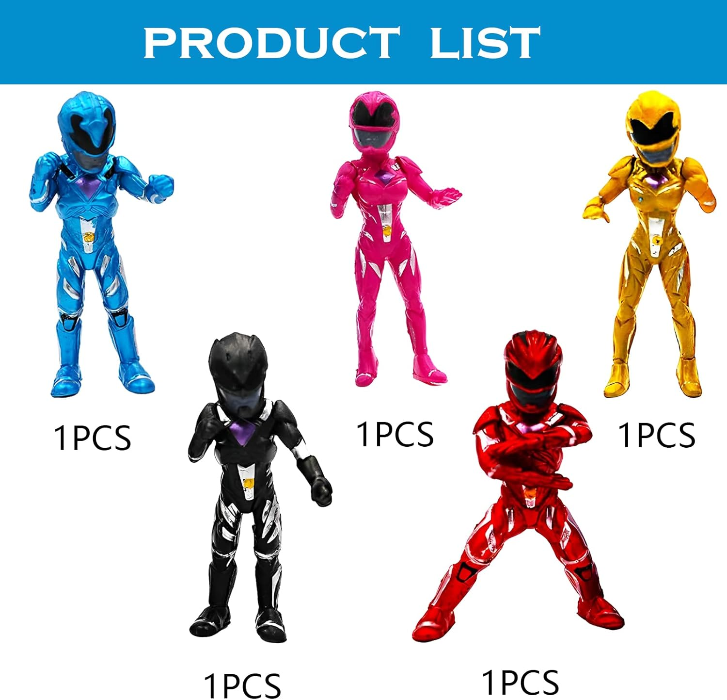 Power Rangers Figures Pack of 5 Power Rangers Cake Toppers Power Rangers Cake Decoration Mini Figures Power Rangers Action Figure Birthday Party Supplies for Children image number 3