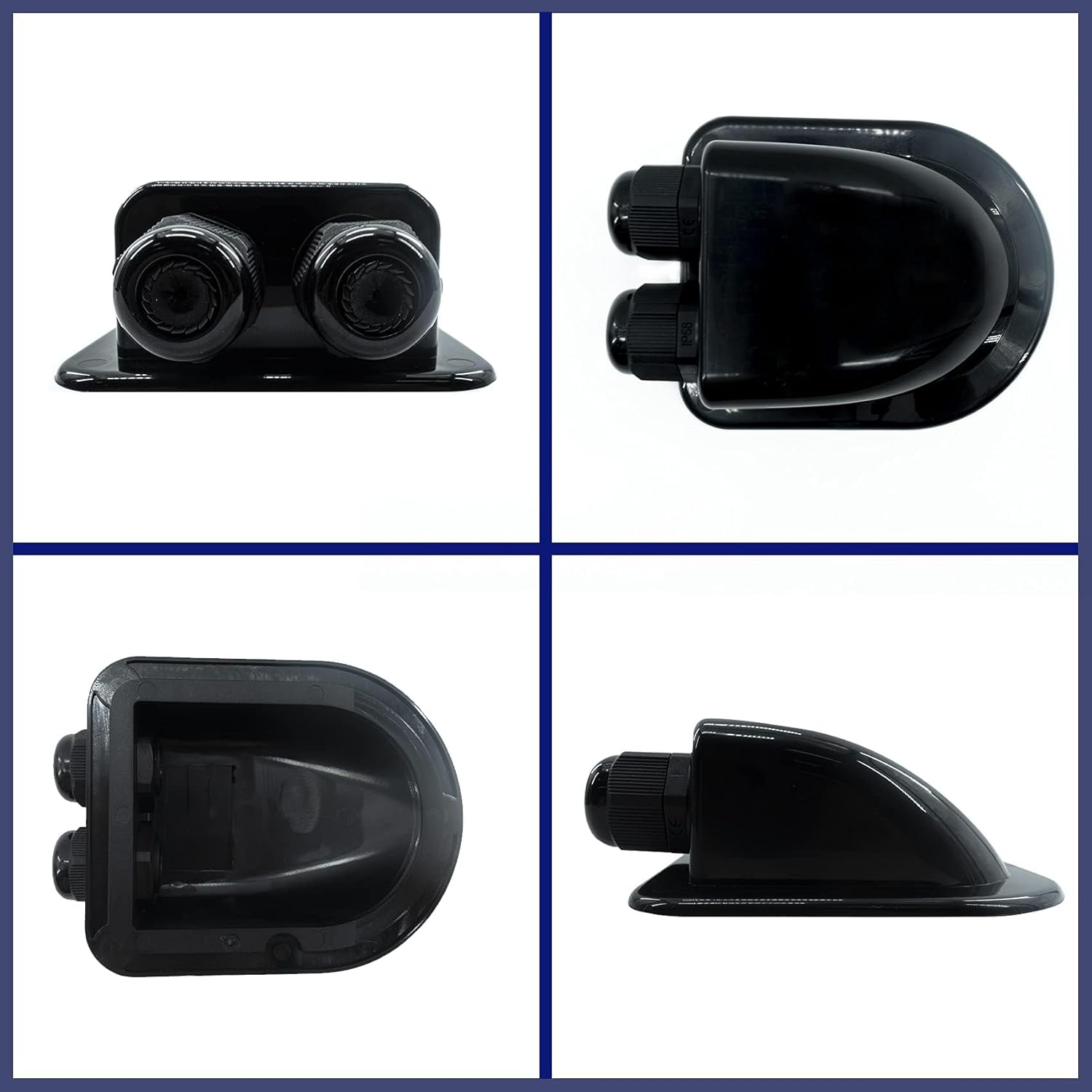 ABS Double Solar-Cable-Entry-Gland-Housing Cable Entry Plate 3Mm to 12Mm Solar Double Cable Entry Gland Box for RV Roof Waterproof,Boats,Yacht,Roofs（Black）