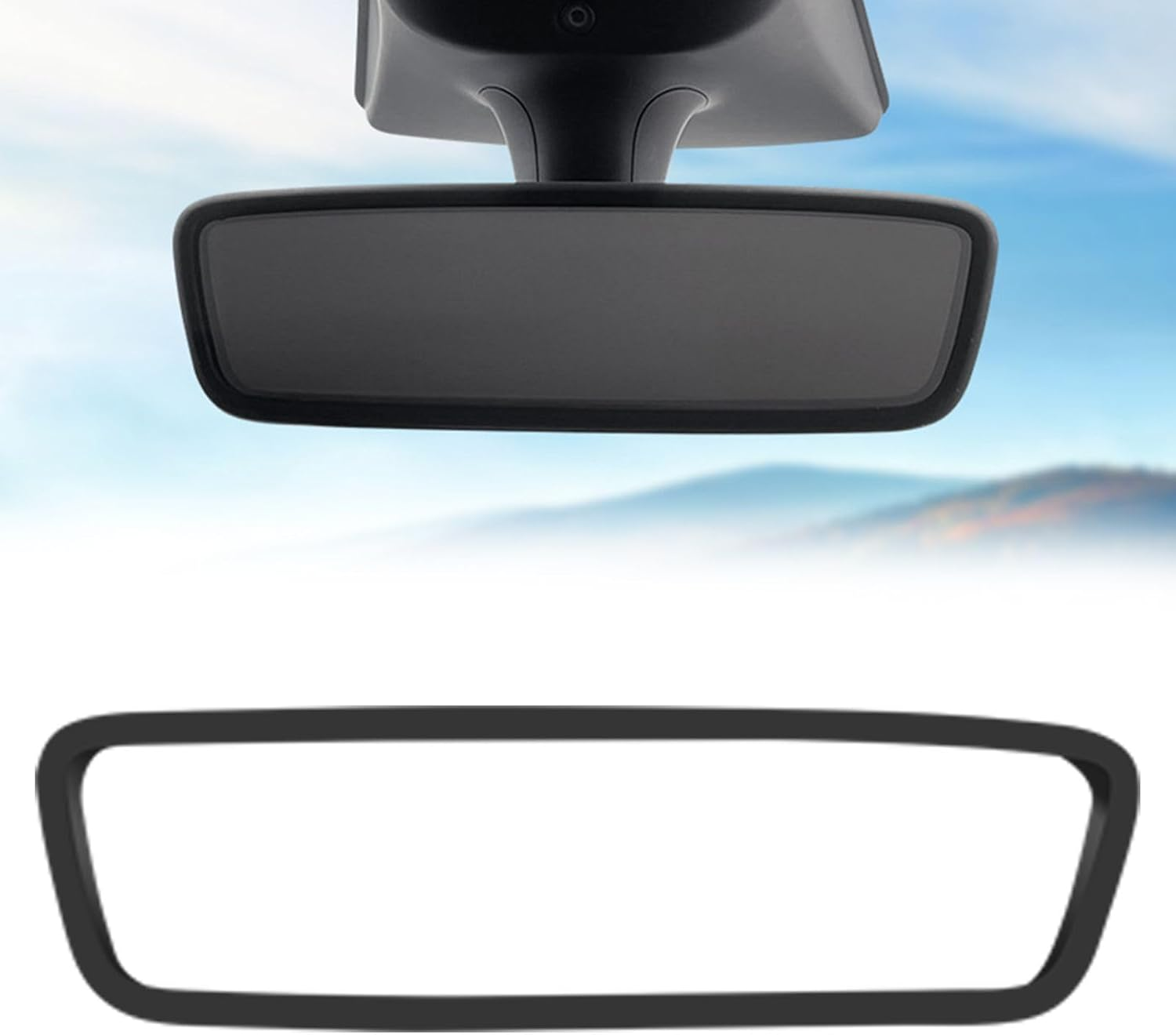 Rear View Mirror Protector Frame Compatible with Model 3 Y X S Semi 2014-2024 Interior Rearview Mirror Cover Accessories Silicone Decorations Center Console Decorate Protect for Gift (Grey)