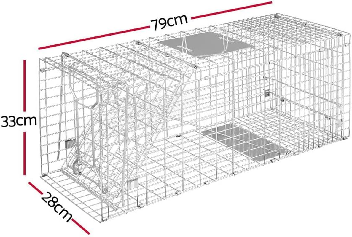 Gardeon Mouse Trap, 79 X 28 X 33Cm Guinea Pig Rat Rabbit Cage Possum Rats Fox Cat Humane Mice Traps Small Animals Cages for Indoor Outdoor Farm Backyard, Automatic Door Lock Collapsible Silver image number 2