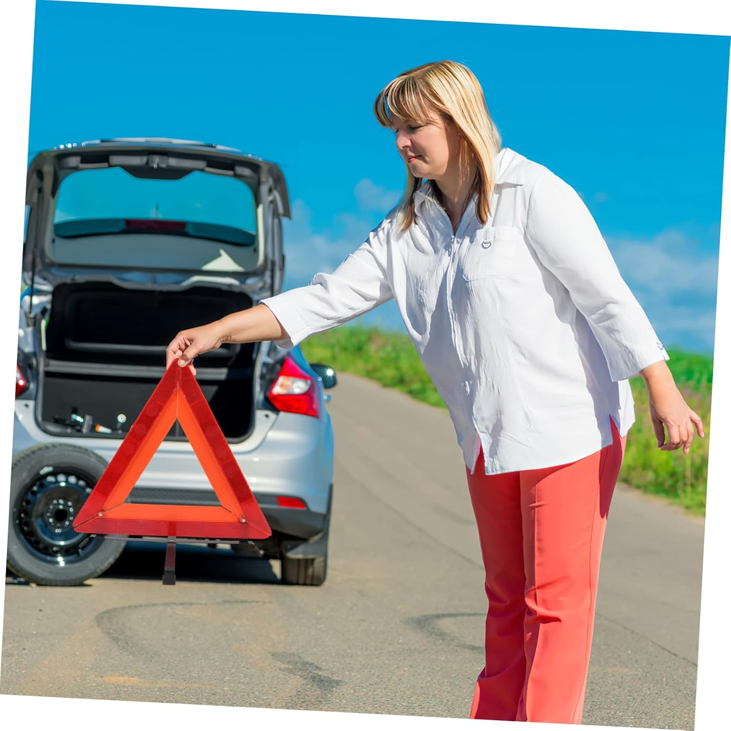 Road Safety Reflective Warning Triangle for Vehicles Roadside Safety Triangle Reflective Frame Car Emergency Road Warning