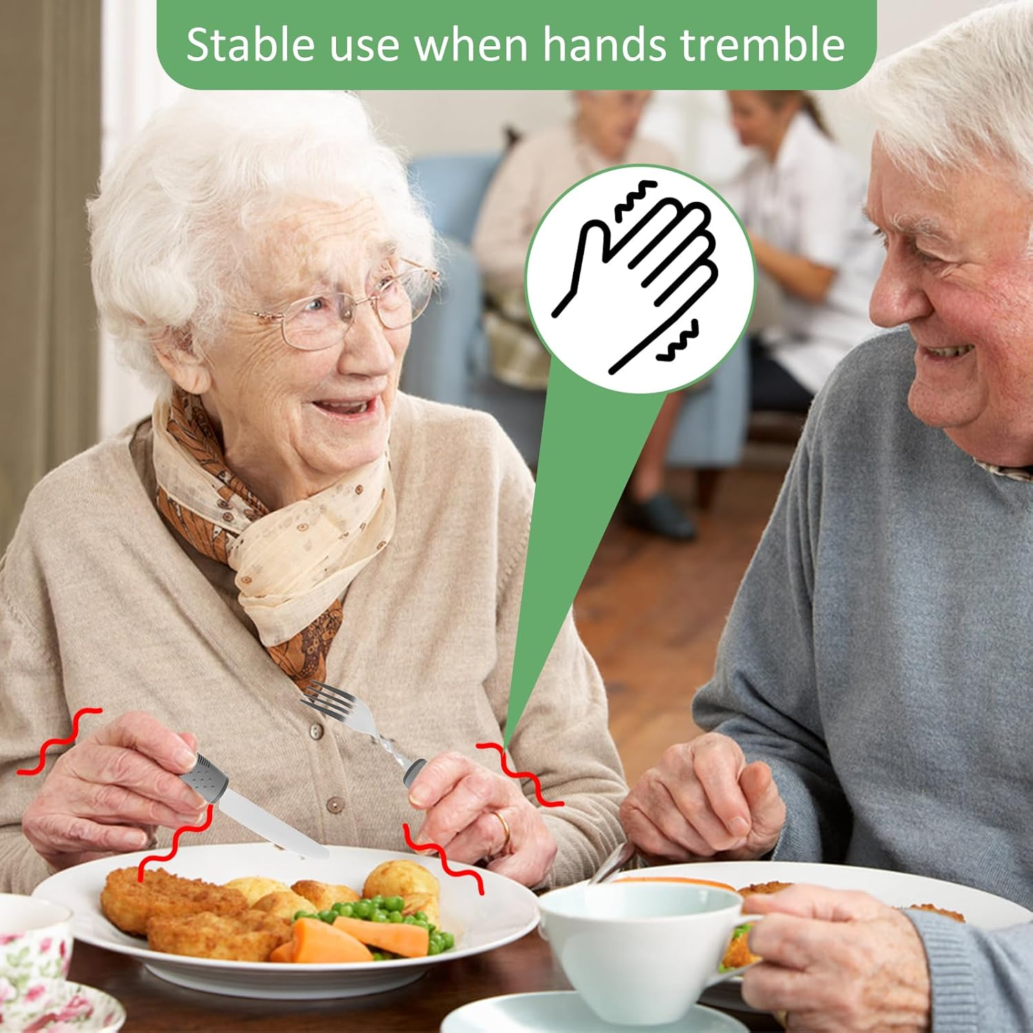 5Pcs Adaptive Utensil Set Stainless Steel Adaptive Cutlery Set Easy to Grip Bendable Weighted Utensil Portable Bendable Silverware for Elderly Hand Tremors image number 3