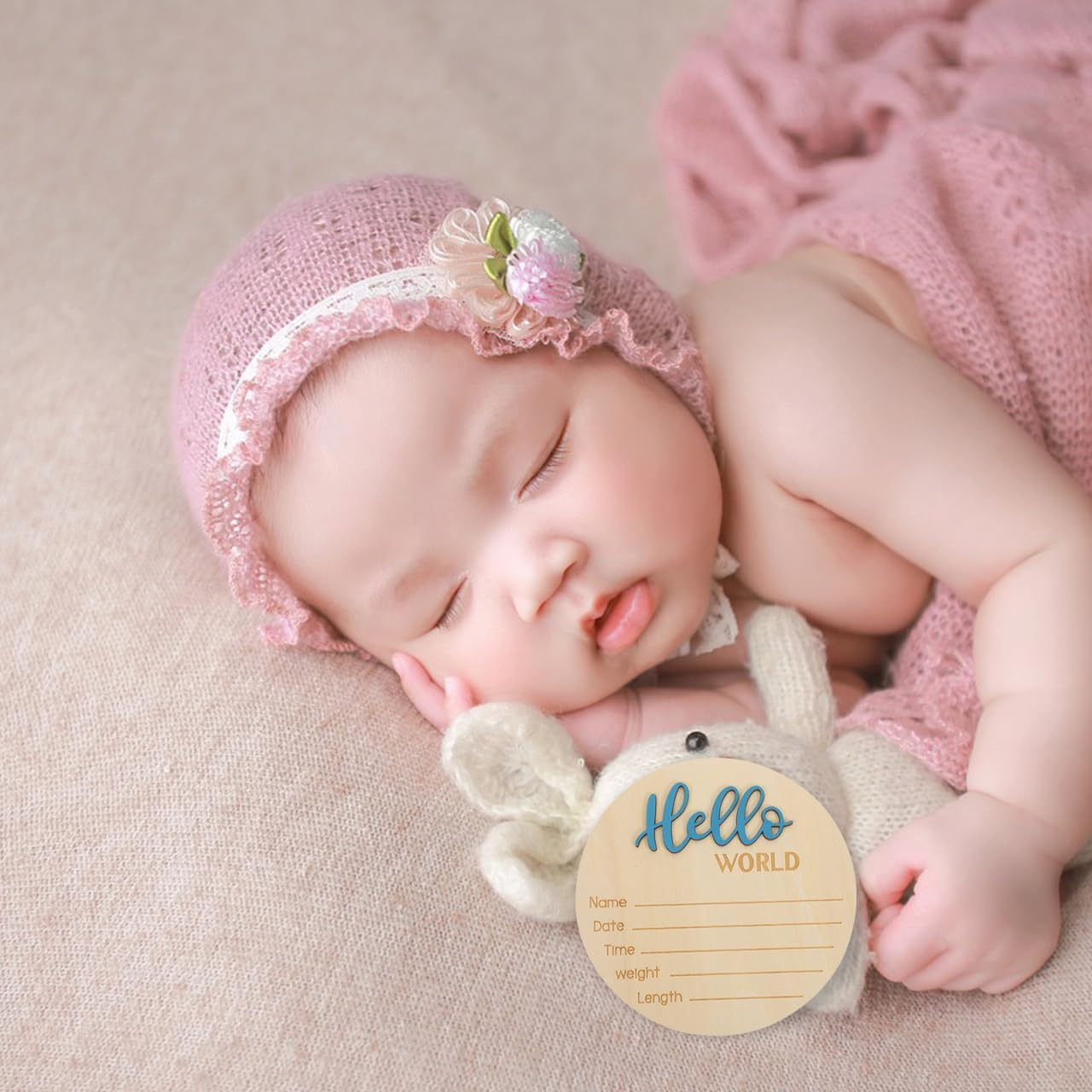 PRETYZOOM Baby Announcement Sign Wooden Newborn Name Signs Birth Announcement Sign Nursery Photo Props Baby Welcome Plaque image number 4