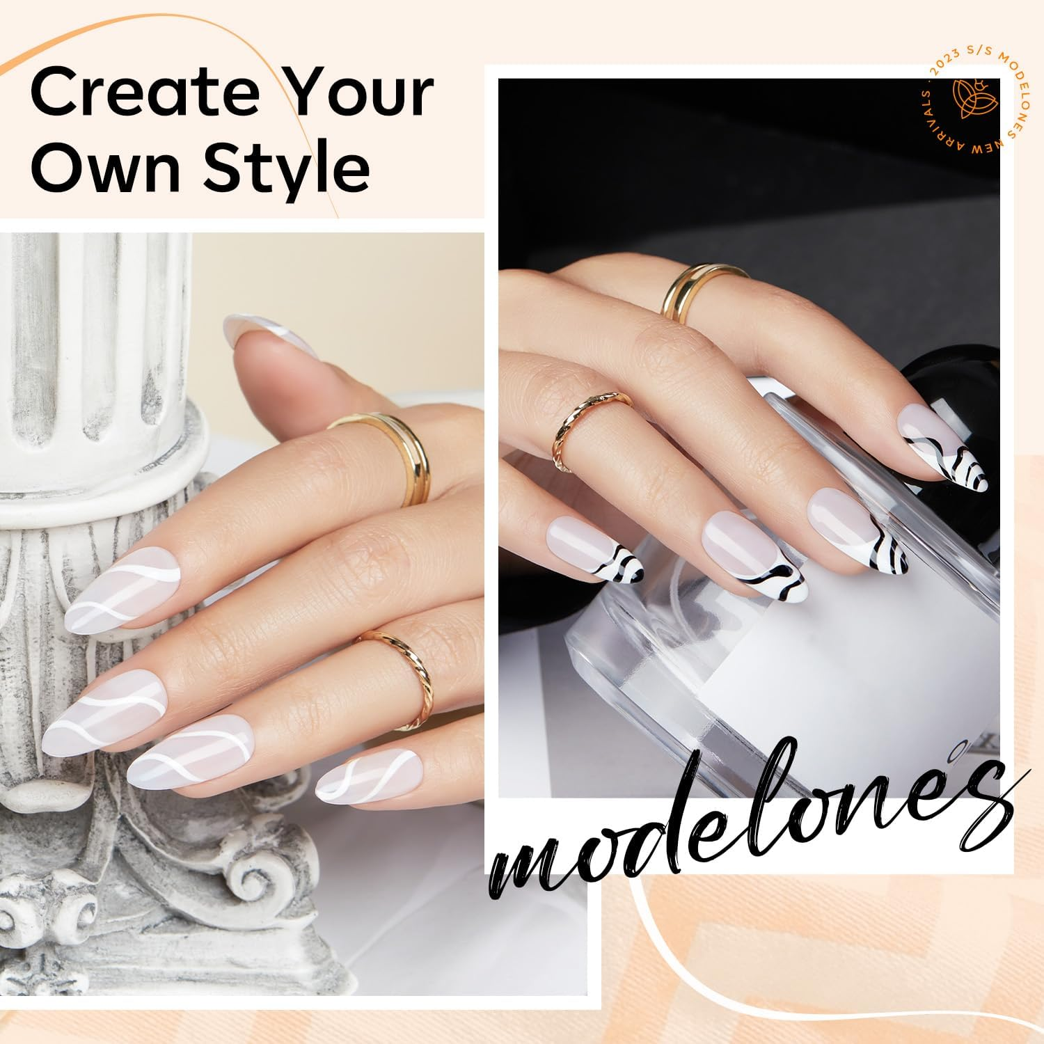 Modelones Nail Art Brushes, Super Fine Thin Liner Nail Brush Set Sizes 7/11/15/20Mm for Nail Gel Polish Painting Designs with Acrylic Rhinestone Handle Gift for Women image number 1