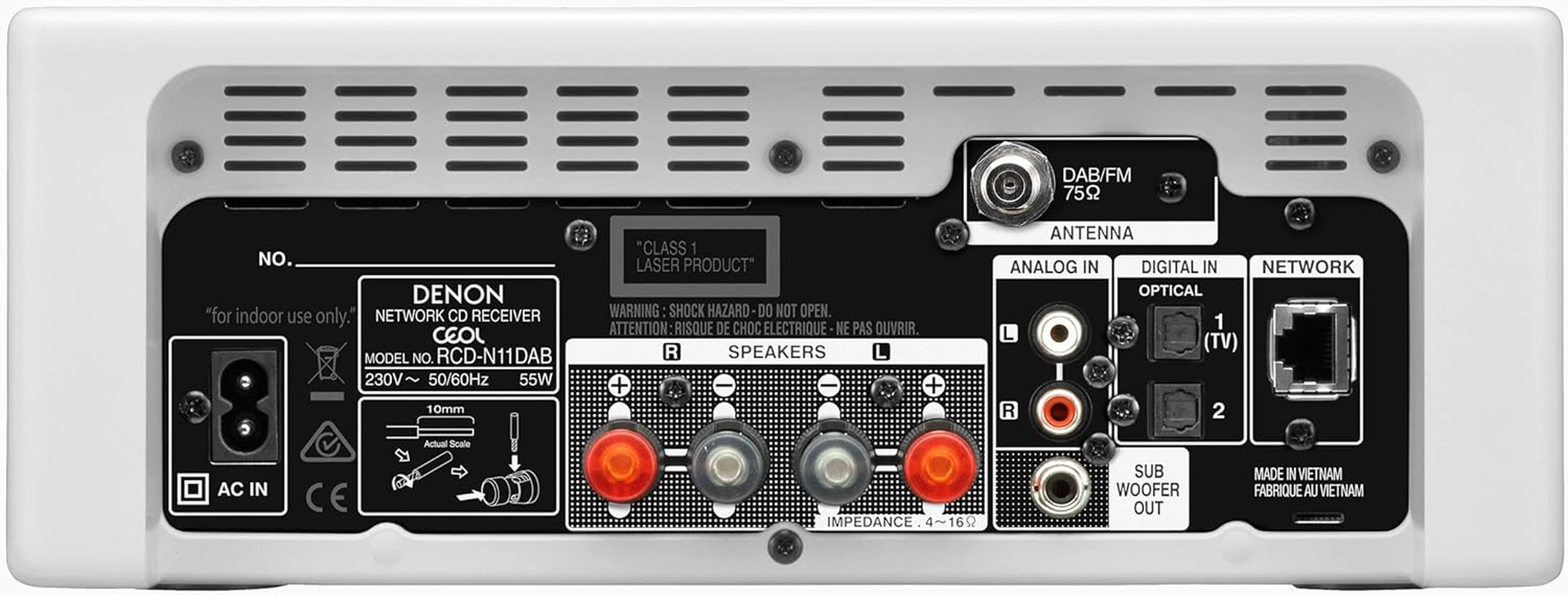 Denon CEOL-N11 DAB Audio Receiver with CD Player, Hifi Amplifier for TV Sound, Bluetooth, 2X Optical Input, DAB+, Google Assistant / Siri / Alexa Compatible, Music Streaming, HEOS Multiroom &ndash; White image number 2