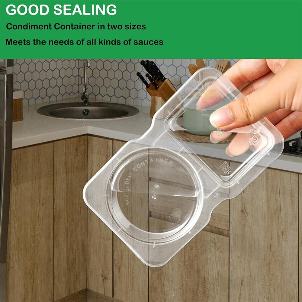 Kushucun Reusable Snack Containers 30 Pack, 2 Compartment 4.5 Oz Leak-Proof Snack Pack Container with Lids, Double Portable Condiment Sauce Containers for Travel, To-Go Sauce & Sampling (30) image number 4