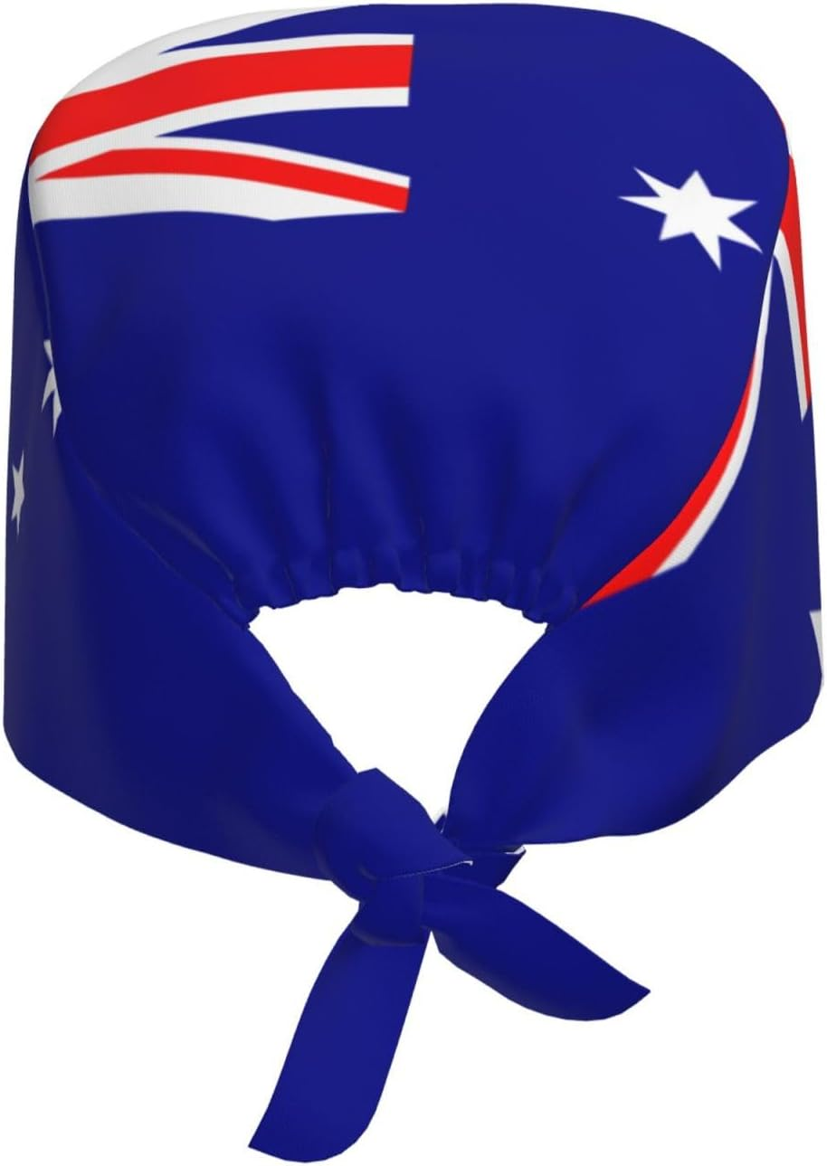 WHJDPP Australian Flag Printing Cleaning Working Cap Chef Hat for Women and Men, for Surgical, Nursing Black image number 5