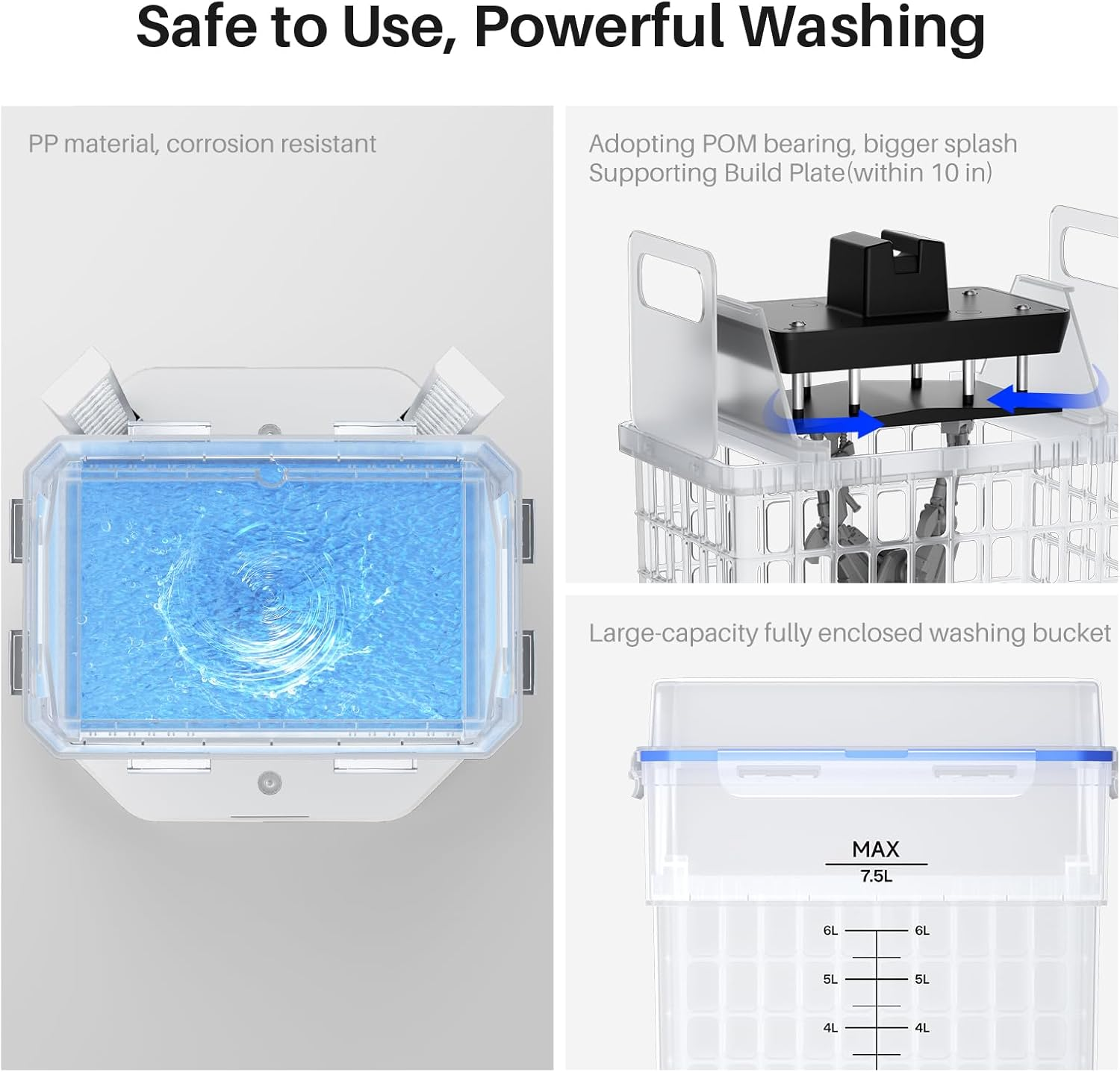 ELEGOO Mercury plus V3.0 Wash and Cure Station, 7.5 L Large Capacity, Compatible with Mars Saturn Photon Halot MSLA LCD DLP 3D Printers image number 3