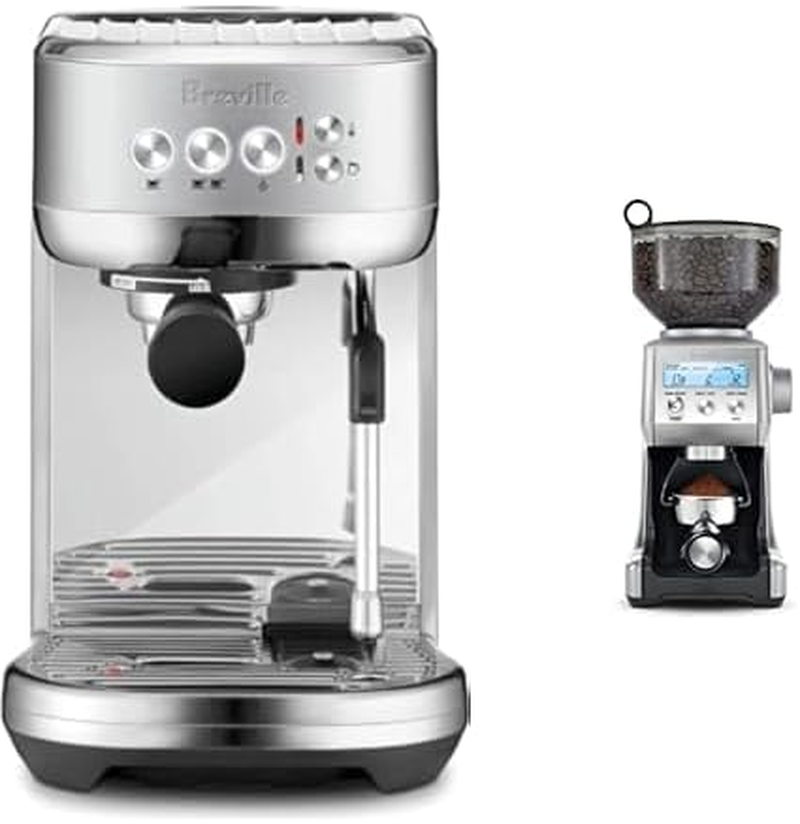 Bambino plus Espresso Machine by Breville, Brushed Stainless Steel - with the Smart Grinder Pro Coffee Grinder, BES500BSS + BCG820