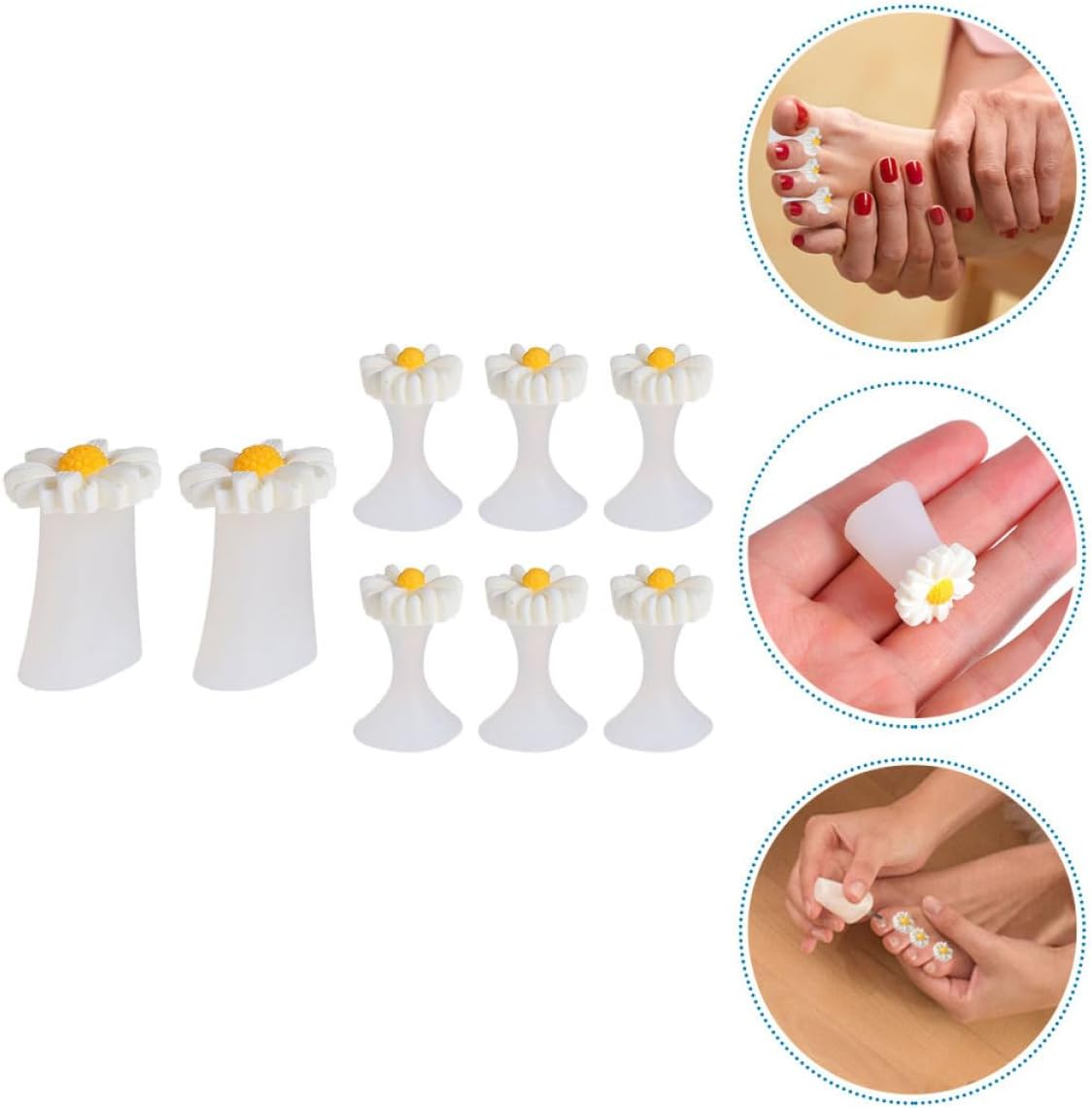 SHINYPASING 8Pcs Silicone Toe Separators for Pedicure, Soft Gel Toe Spreaders for Nail Polish Application, Foot Care Tool for Manicure and Toenail Separation image number 6