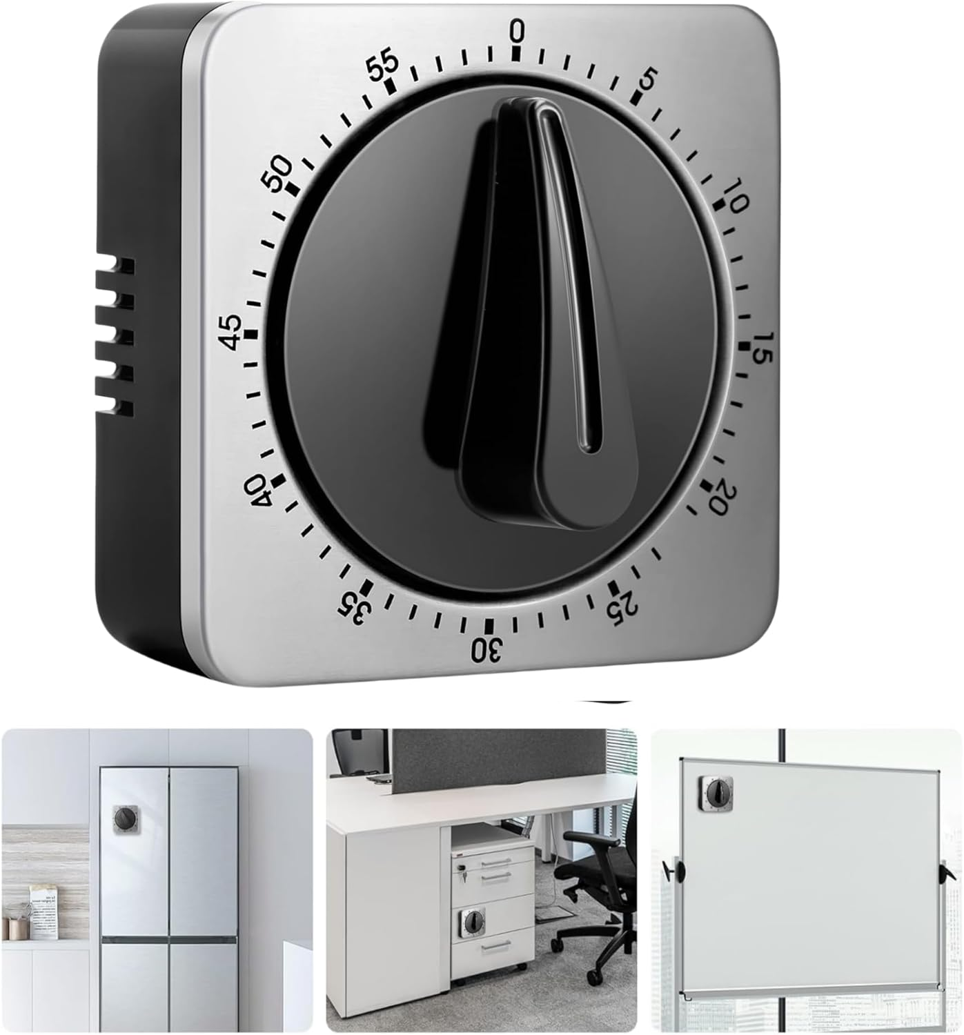 Kitchen Timers for Cooking, Chef Cooking Timer Clock with Loud Alarm,100% Mechanical Desk Timer, No Batteries Required, Magnetic Backing, Exquisite Stainless Steel Body, Countdown Reminder Magnetic image number 5