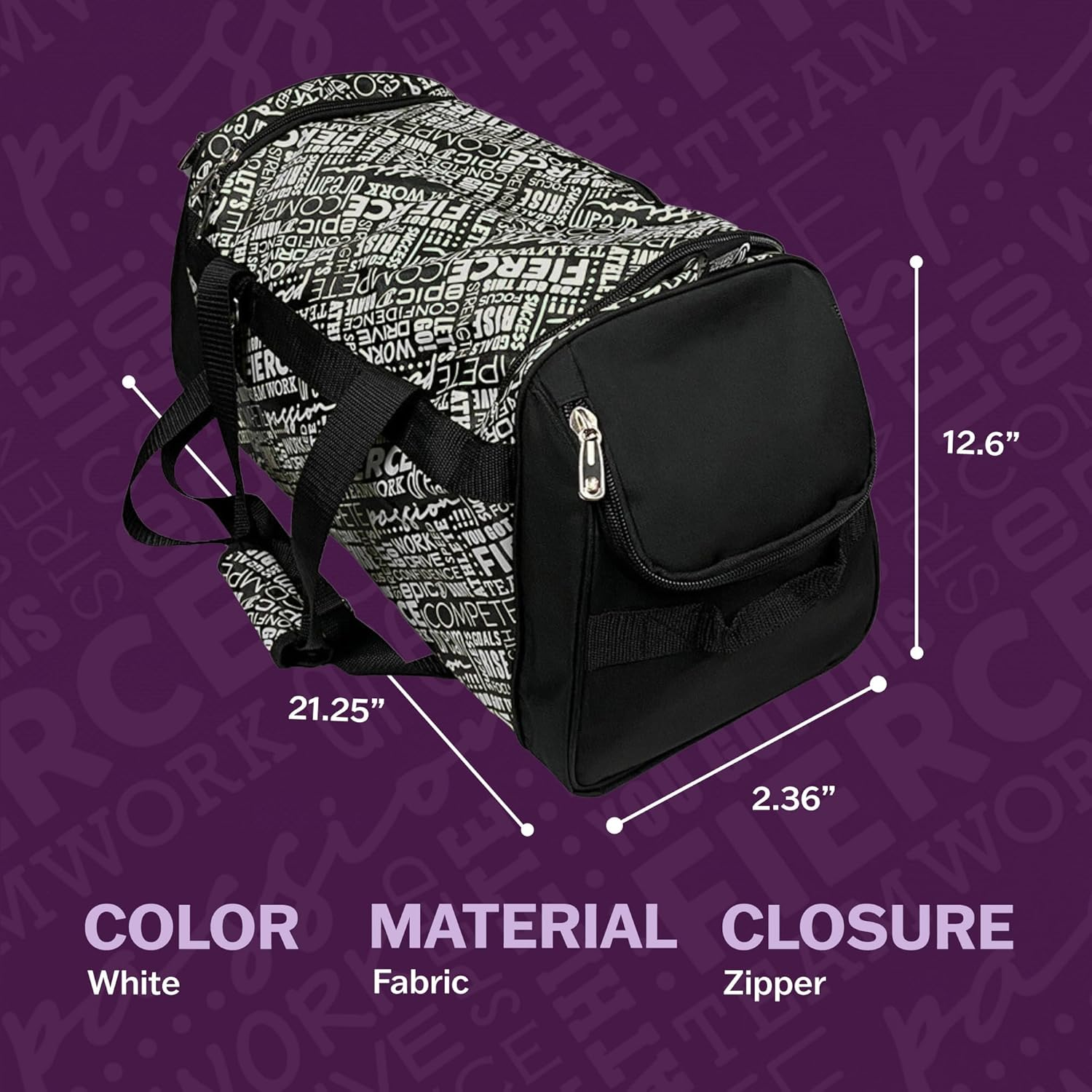 Dream Duffel Inspiration Practice Bag, Stylish Gym Tote with 2 Large Side Pockets, Perfect for Shoes & Accessories, 21.25" X 12.6" X 2.36", White, 21.25" X 12.6" X 2.36" - Blue image number 5