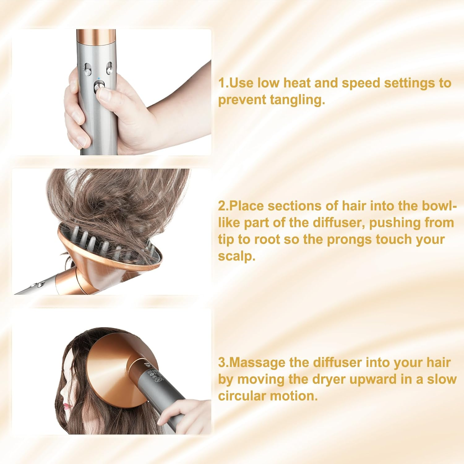 Large Hair Diffuser Attachment for Dyson Airwrap, Upgraded 6-Inch Diffuser Nozzle Compatible with Airwrap Styler, Curl-Defining Attachment for Wavy Curly Coil Hair, Gold image number 4