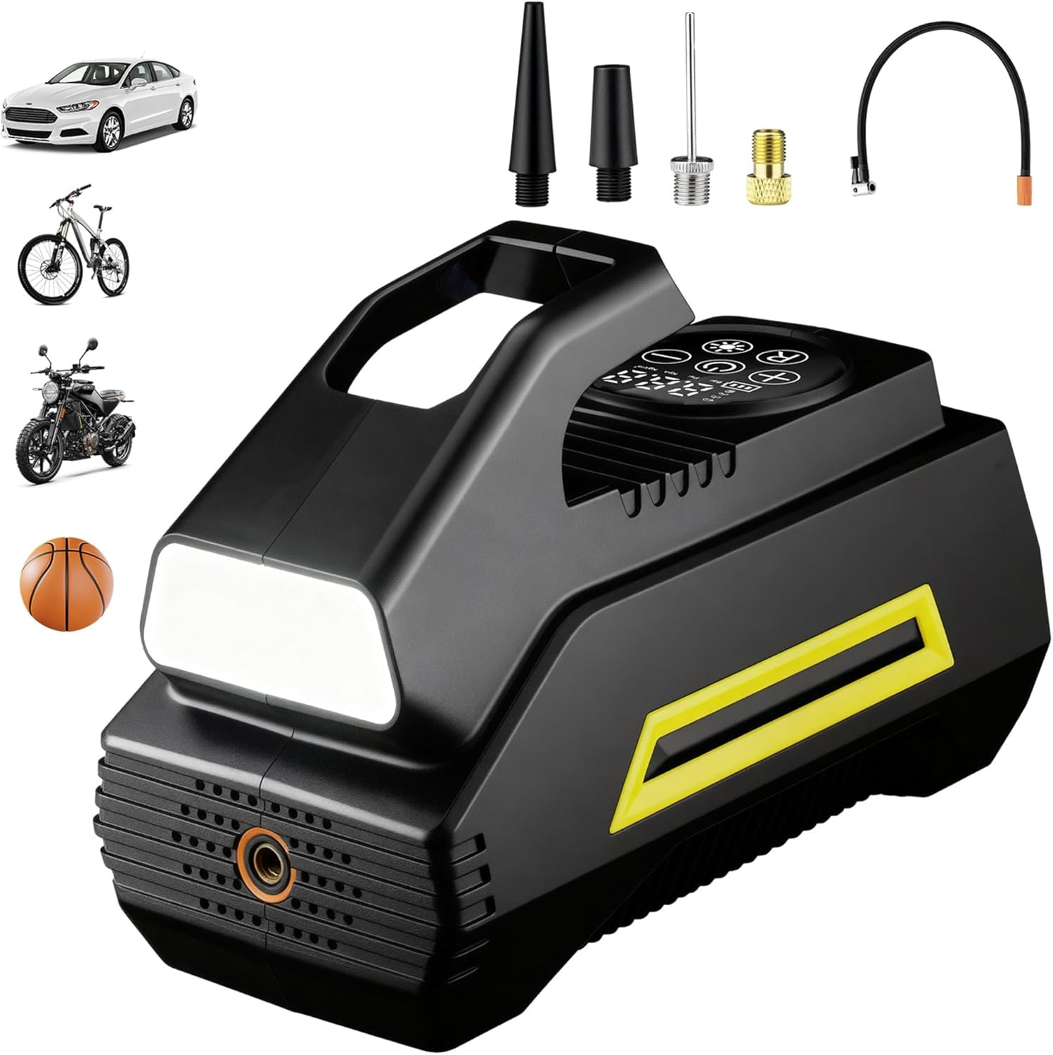 Mcbazel Portable Car Tire Inflator Air Compressor, 150PSI Cordless with Digital Gauge & Emergency LED Light, Auto Stop, 6000Mah Battery, Digital Pump for Car Bike Motorcycle Ball image number 4