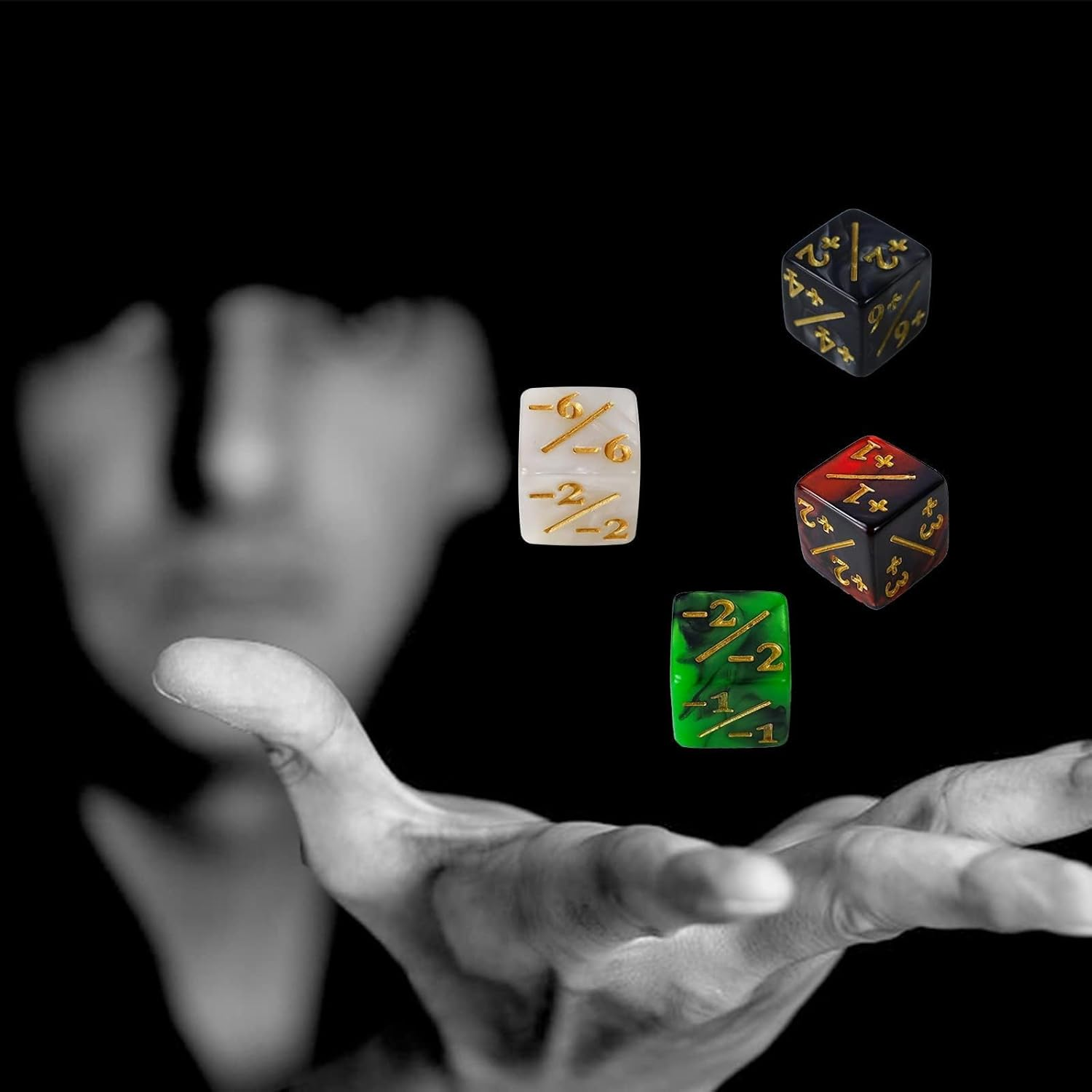 48 Pieces MTG Dice Counters Token Dice, Magic the Gathering Glitter Sparkle Dice, Loyalty Dice Starry Marble D6 Dice Cube Compatible with MTG, CCG, Card Gaming Accessory, 4 Colors image number 2