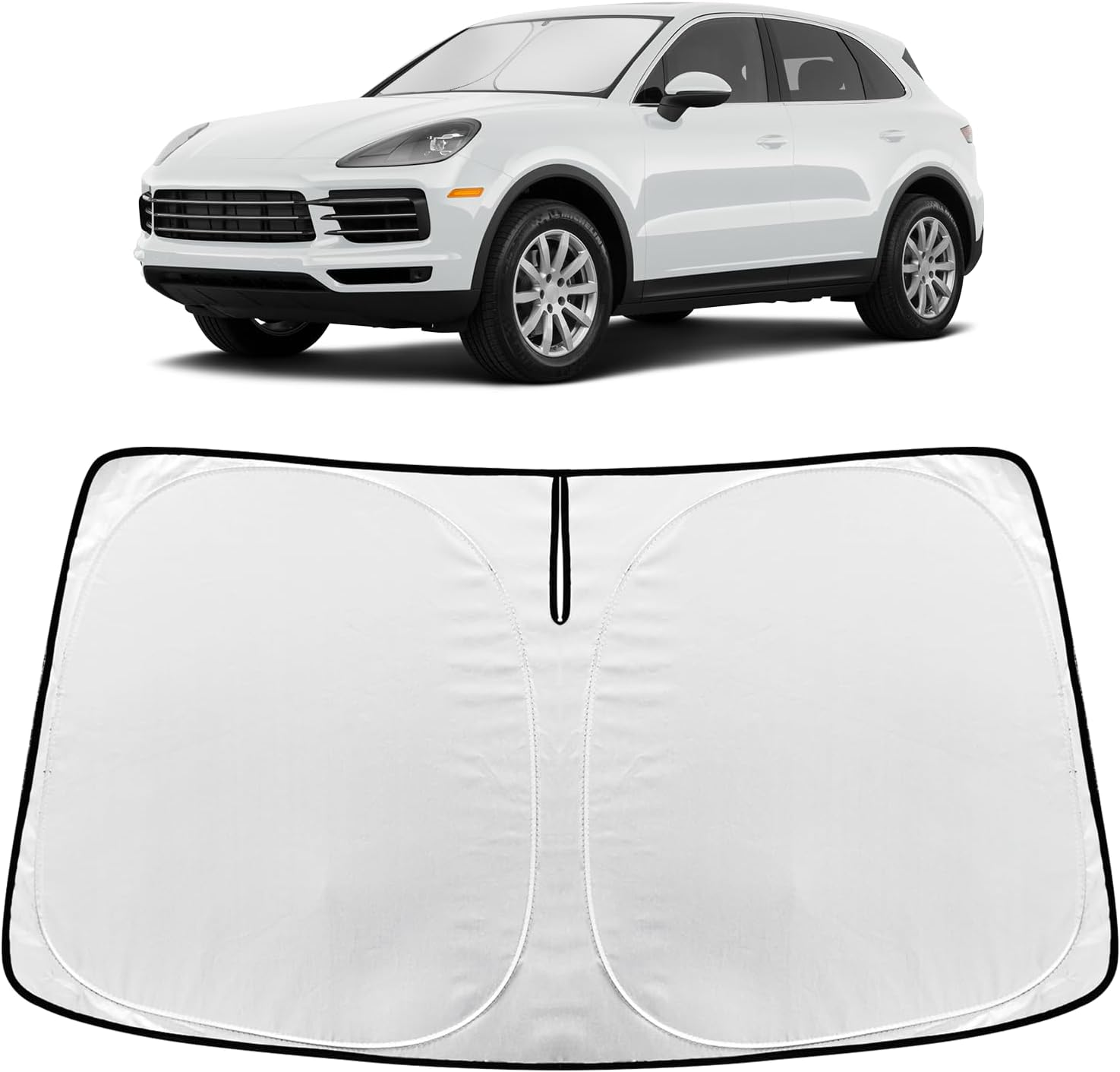 Tatmakloong Windshield Sunshade for Porsche Cayenne 2019-2024 Custom Fit Front Window Sun Shade Blocks 99% UV Rays Foldable Shield Protect Car Interior Accessories image number 1