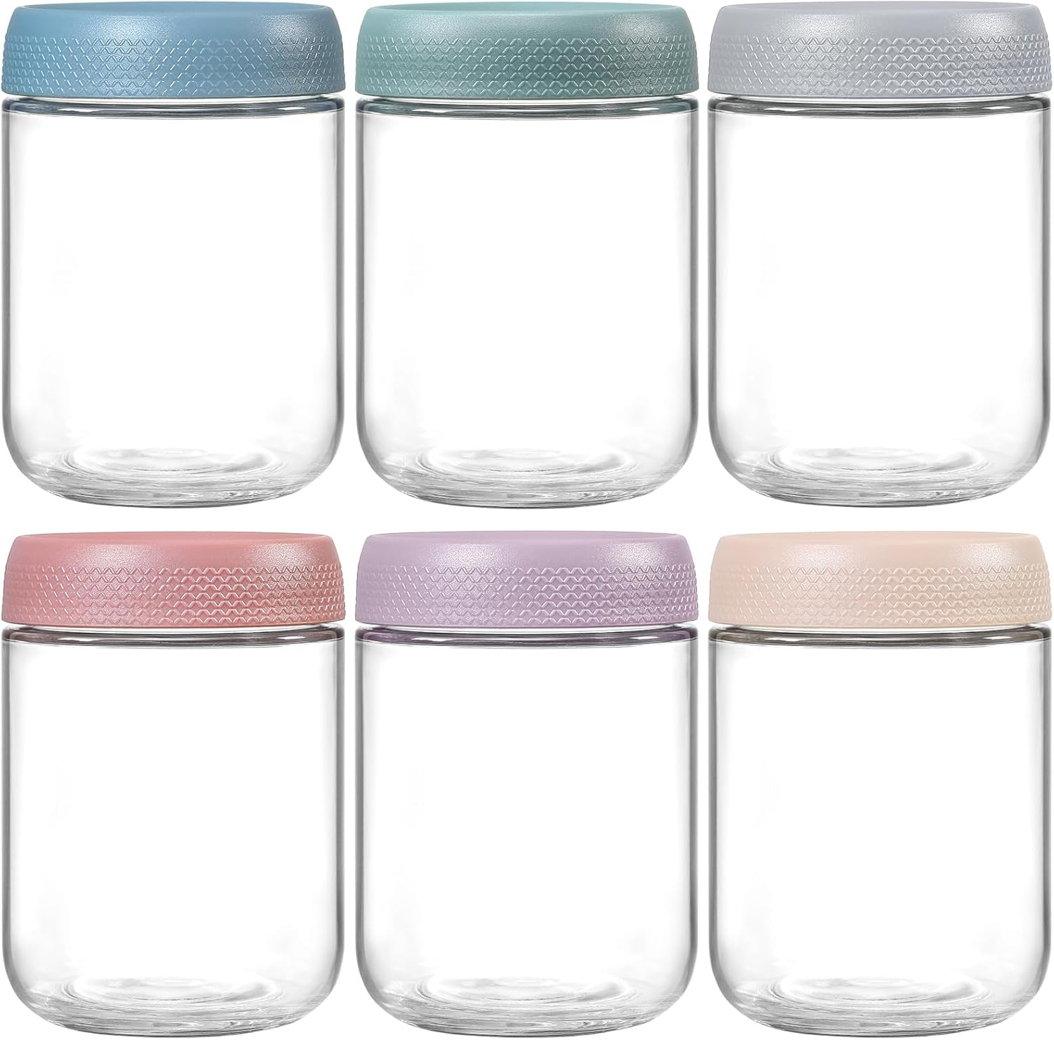 Overnight Oats Containers with Lids, 480 Ml, Glass Jars with Airtight Lids, Wide Mouth Mason Jars, Food Storage Containers, Set of 6 image number 5