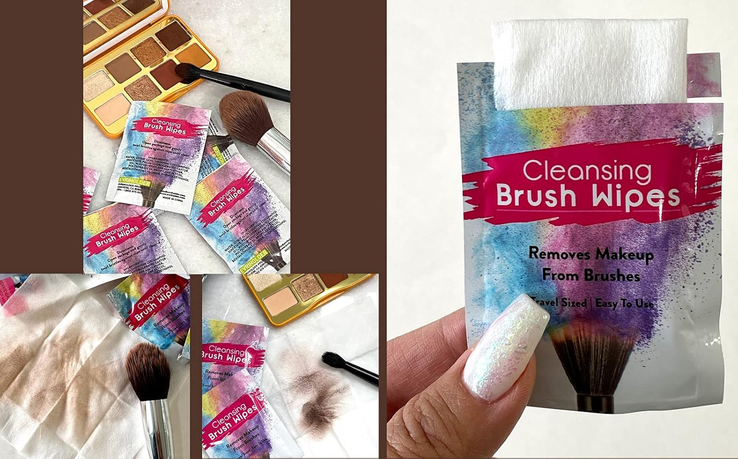 48 Individually Wrapped Makeup Brush Cleansing Cloths - Quick & Convenient Brush Cleaner Wipe- for Make up Artists Cosmetology Students Make up Tutorial on the GO, Travel TSA Approved image number 5