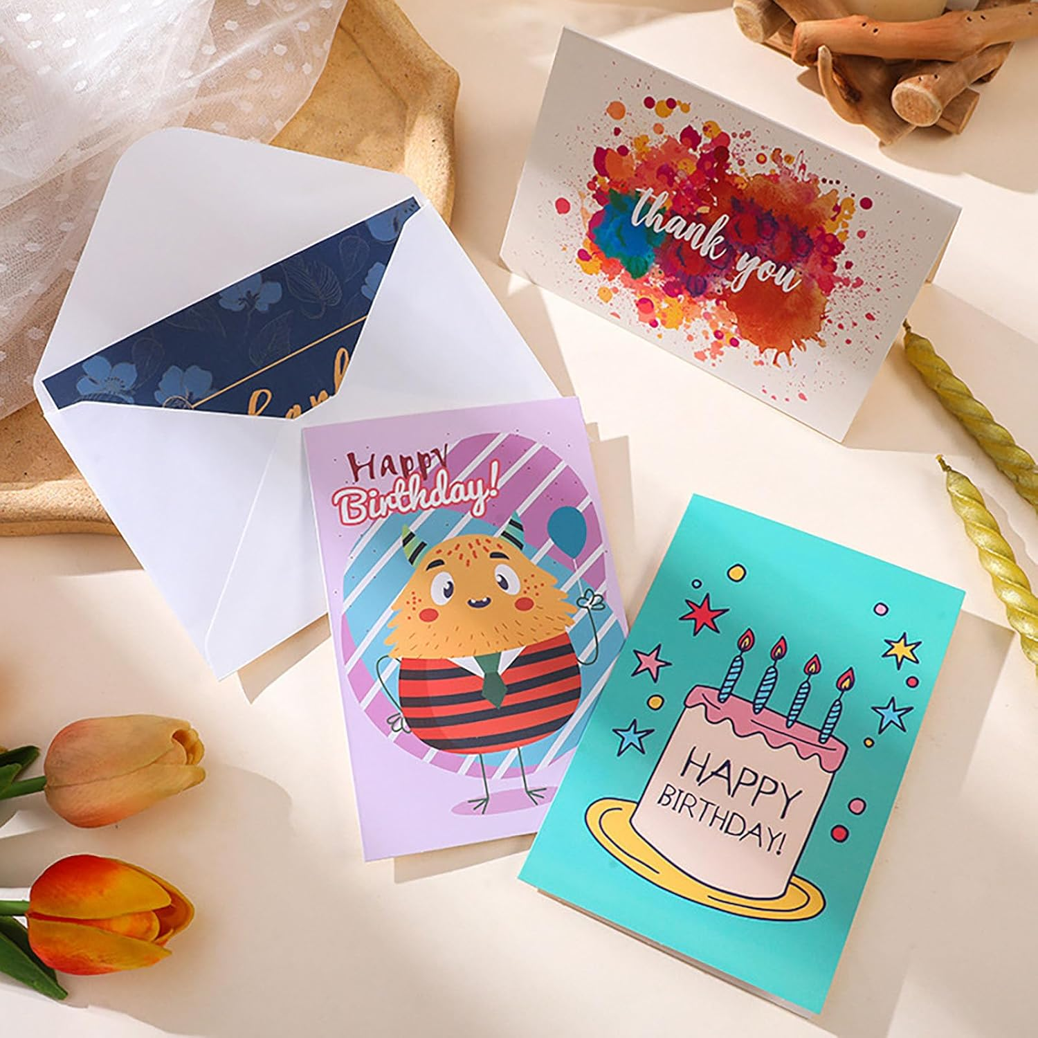 40PCS All Occasion Greeting Cards Assortment, 10 * 15CM Greeting Card Set with Envelopes, Birthday Cards Thank You Cards Friendship Encouragement Cards Anniversary Wedding Cards