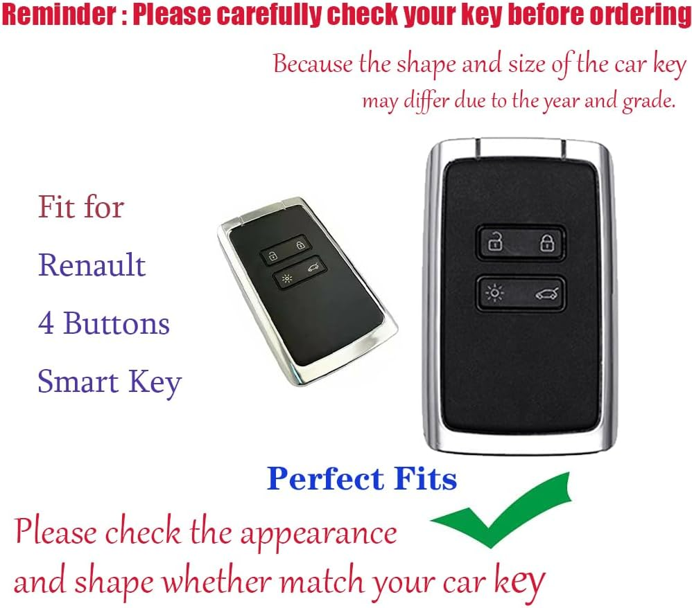 HIBEYO Key Fob Cover for Renault Kadjar Koleos Clio Scenic Megane Duster Sandero Captur Twingo 4 Button Key Shell Smart Key Cover for Renault Accessories-Blue - Gold Black image number 5