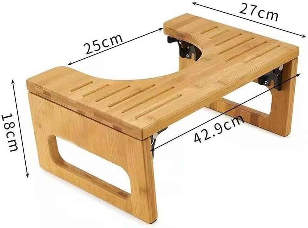 Bamboo Toilet Stool, Foldable Bamboo Bathroom Stool, Foldable Toilet Stool, Wood Bathroom Step Stool, Portable and Non-Slip. image number 1