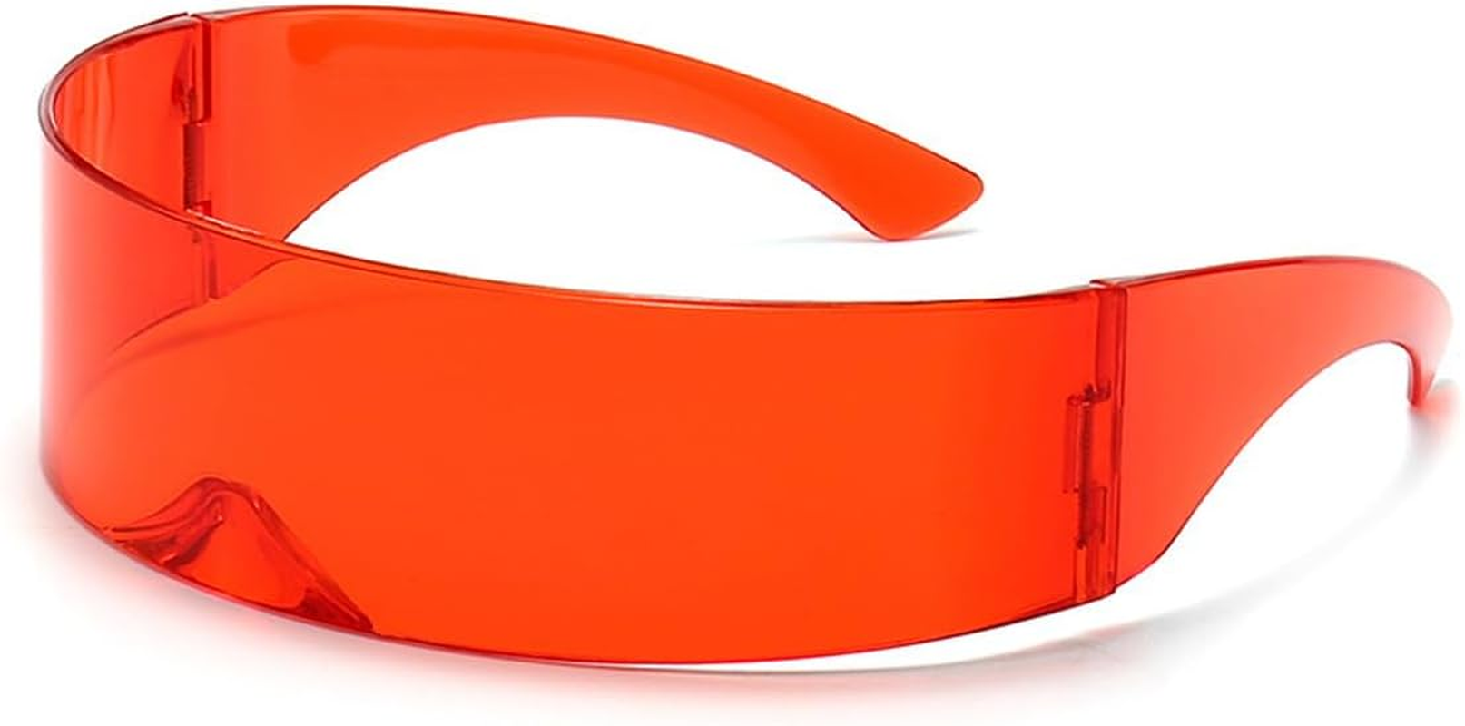 Futuristic Space Glasses, Narrow Lens Mirrored Wrap Visor Costume Flat Eyeglasses, Rimless Fast Glasses with Mirrored Lens image number 2