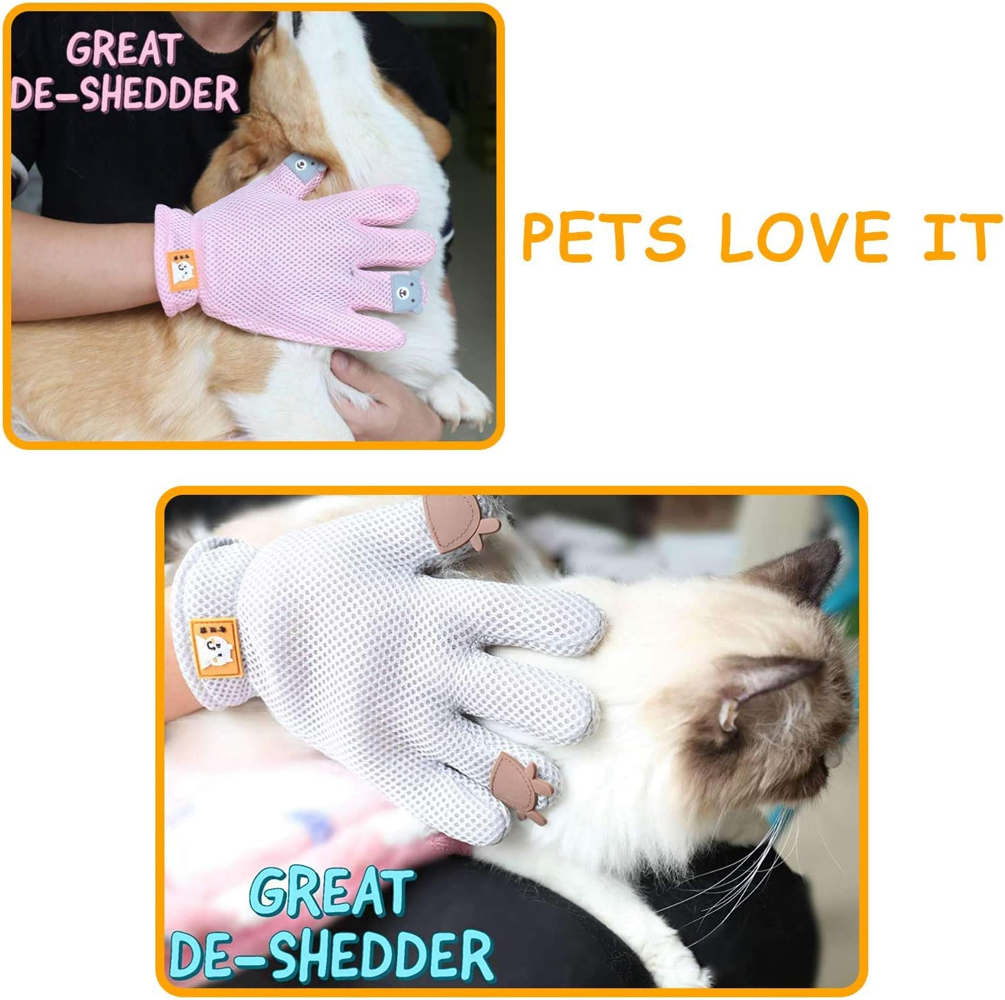 FURBB Pet Grooming Glove - Cat Dog Gentle Deshedding Brush Glove - Efficient Pet Hair Remover Massage Mitt - Enhanced Five Finger Design Perfect for Long Short Fur, Right Hand (Pink) Pet Bathing - Green image number 3
