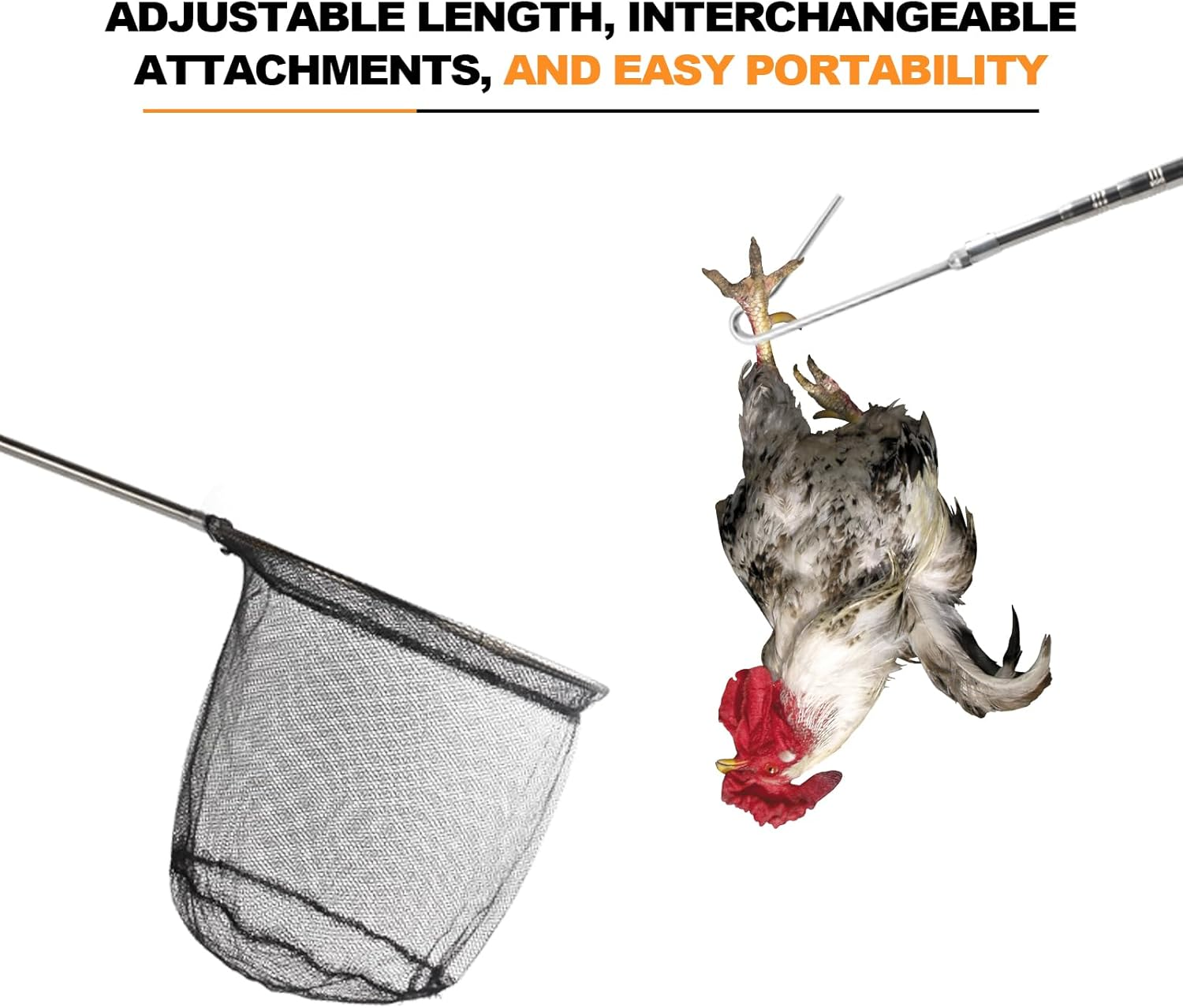 Animal Catch Net Pole Trap Tool Chicken Catcher Leg Hook Catching Kit Animal Control Capture Pole Cat Bird Poultry and Small Animals Trapping Net image number 5