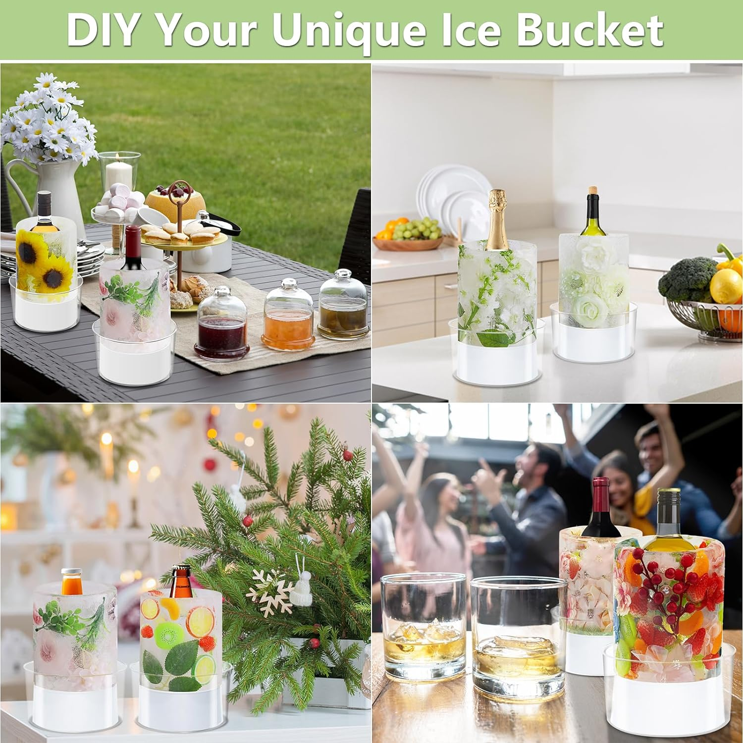 2 Pack Ice Mold Wine Bottle Chiller,Diy Acrylic Ice Bucket for Cocktail Bar Party Wedding Festival Halloween Chirstmas Holiday Champagne Wine Whisky Beer Drink for Any Theme or Season image number 4
