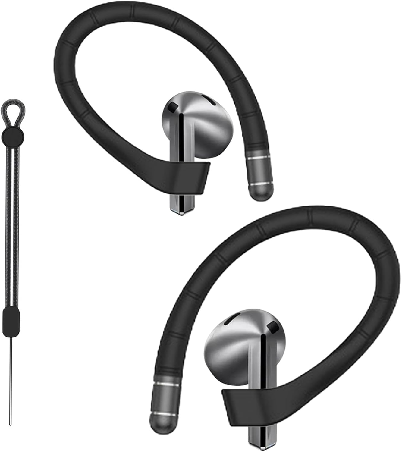 Umvowuxa Ear Hooks for Samsung Galaxy Buds 3 Pro/Buds 3/Buds 3 Fe,Sport Earbuds Covers Silicone Anti-Slip Ear Hook Galaxy Buds 3 Pro Ear Tips Accessories Anti-Lost Lanyard,Buds 3 Ear Hooks(Black) image number 2