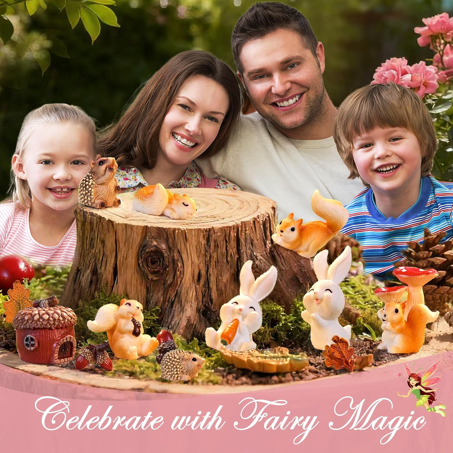 Verdantvibes Fairy Garden Accessories Kit &ndash; 15-Piece Miniature Woodland Decor with Pinecone House, Mushroom & Gift Box &ndash; Fairy Garden Figurines for Indoor Outdoor Fairy Garden Decorations image number 6