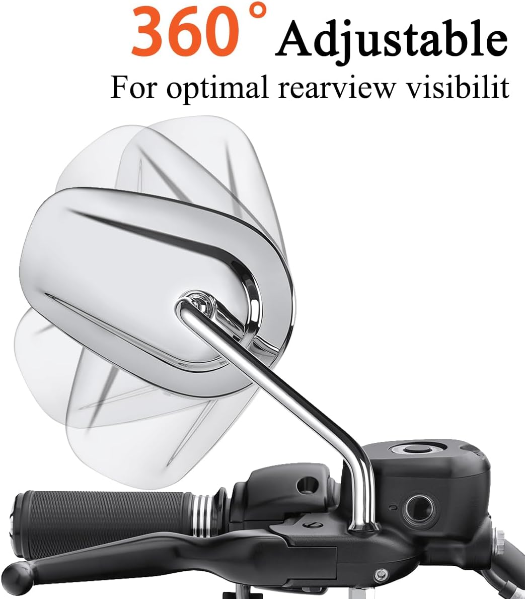 FOVPLUE Handlebar Mount Mirrors,Left & Right Side Long Stem Rearview Mirrors for 1982-2025 Harley Models,For CVO Dyna Electra Glide Road Glide Road King Softail Street Glide Sportster 1200 883,Black image number 2